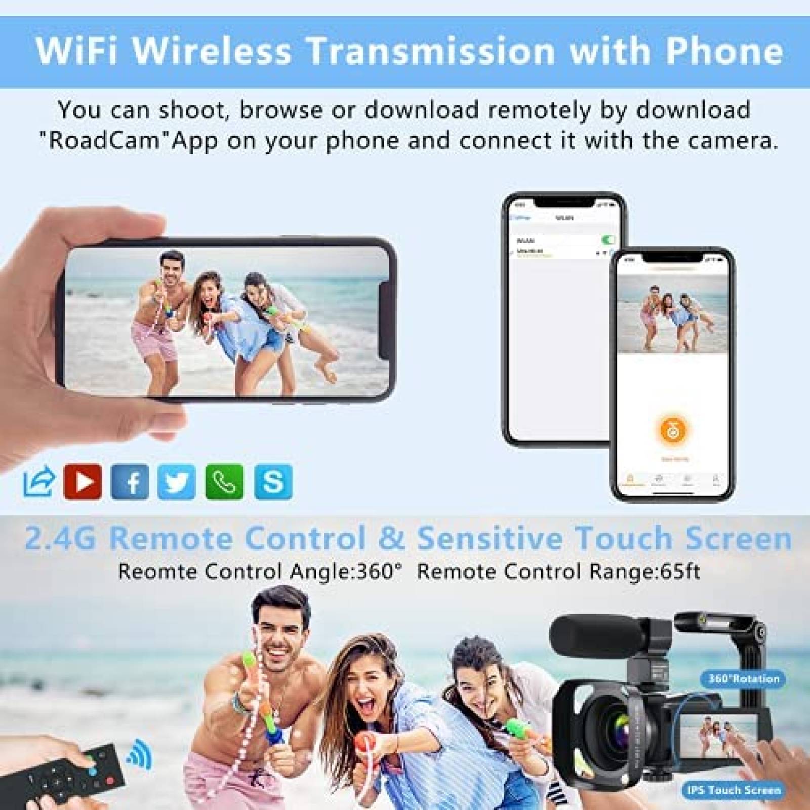 Camara grabadora AiTechny 4K 48MP WiFi Lente Zoom -Negro