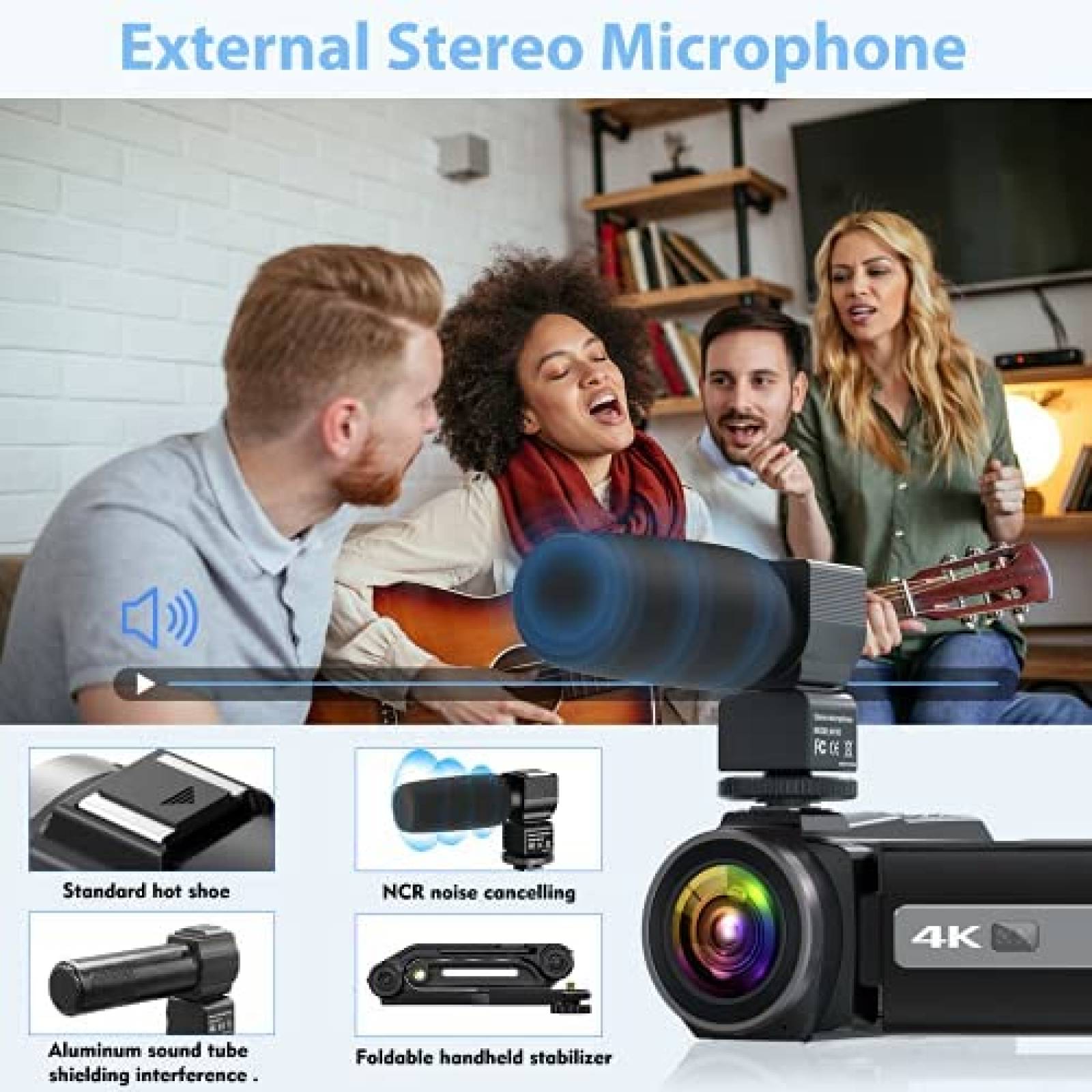 Camara grabadora AiTechny 4K 48MP WiFi Lente Zoom -Negro