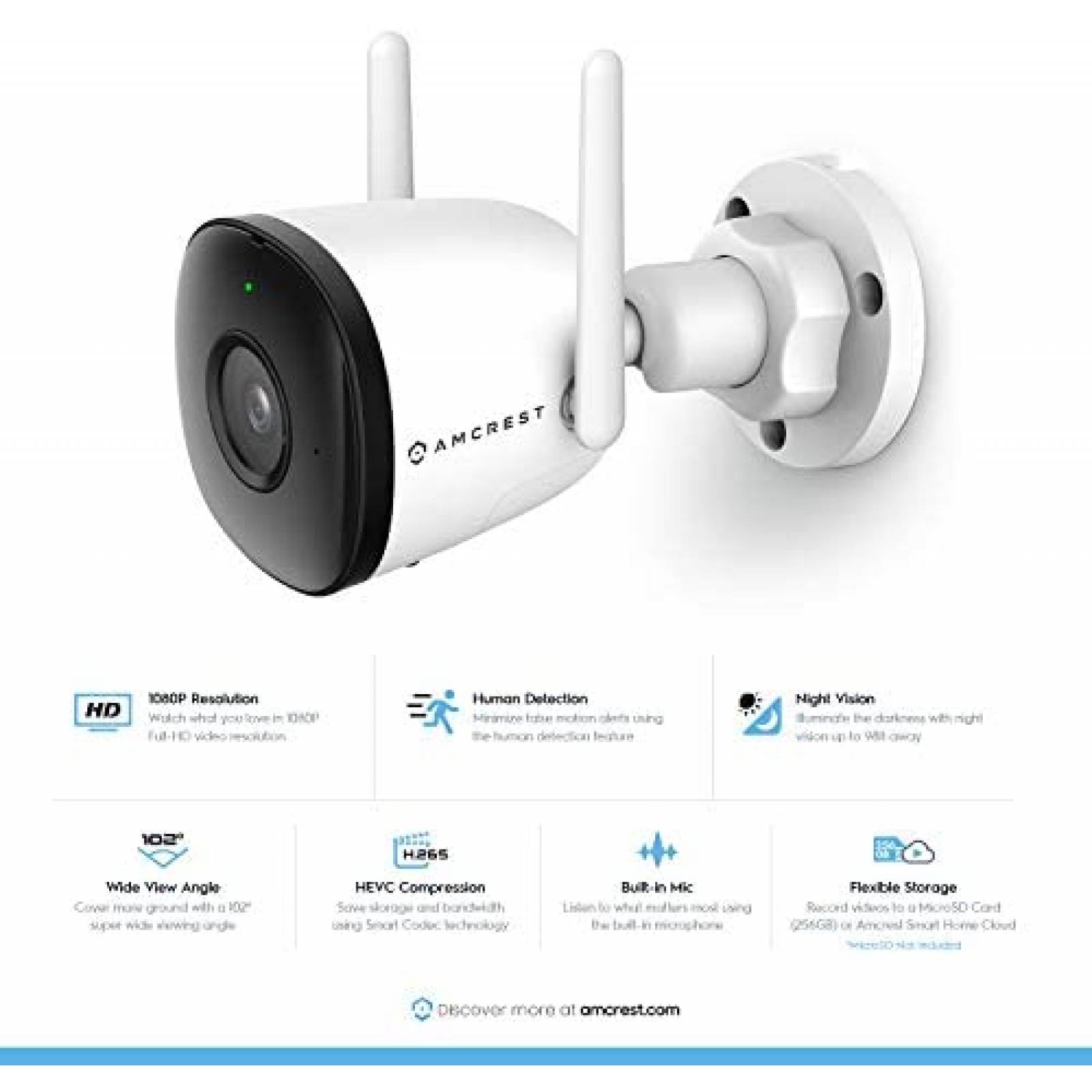 Camara de Seguridad Amcrest ASH22-W 1080P WiFi 2MP -Blanco