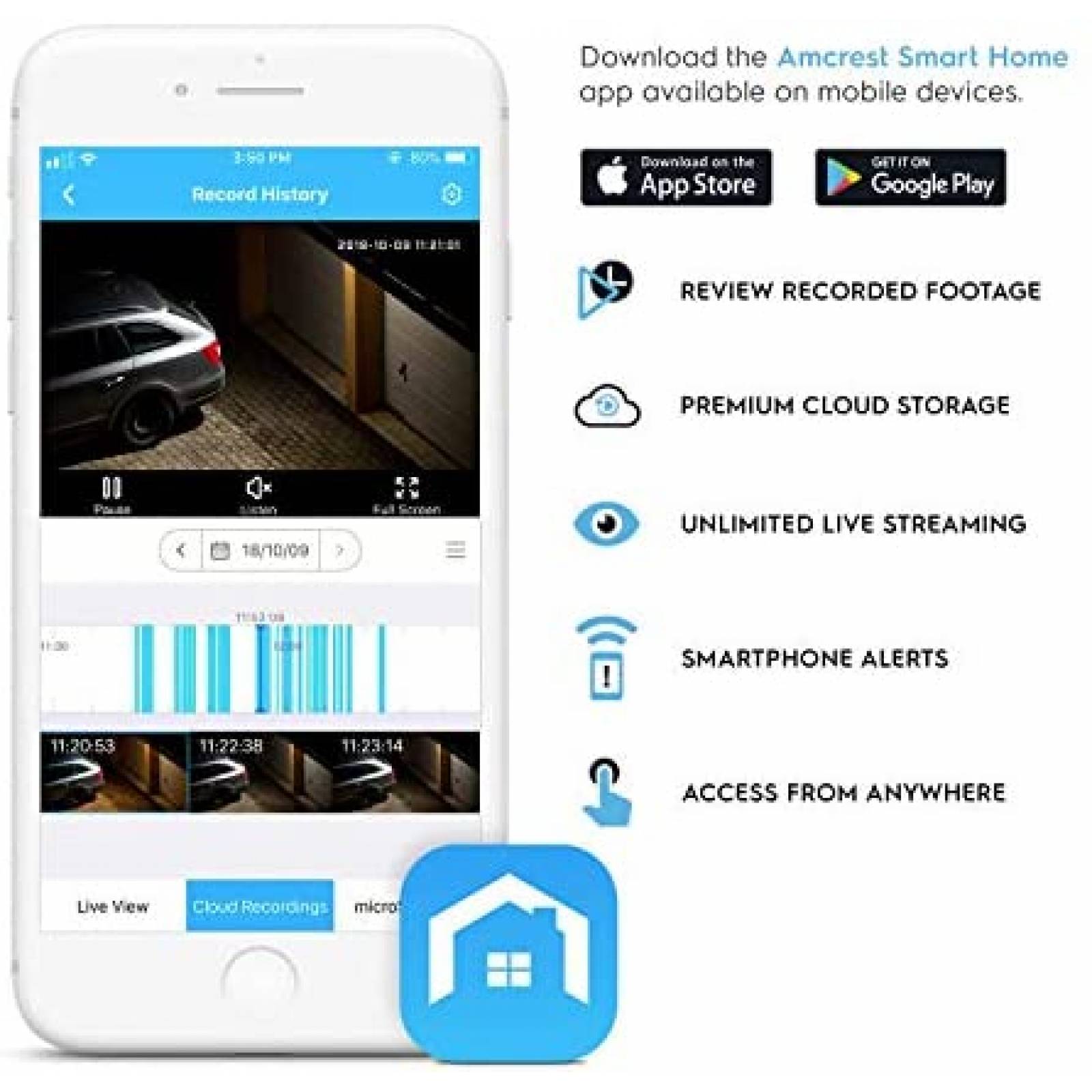 Camara de Seguridad Amcrest ASH22-W 1080P WiFi 2MP -Blanco