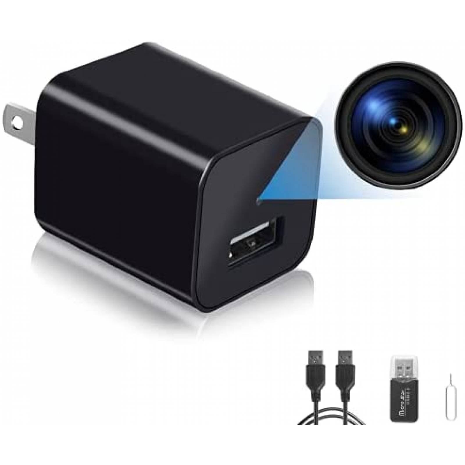 Cargador Kcomotee Con Mini Camara Espia 1080P -Negro