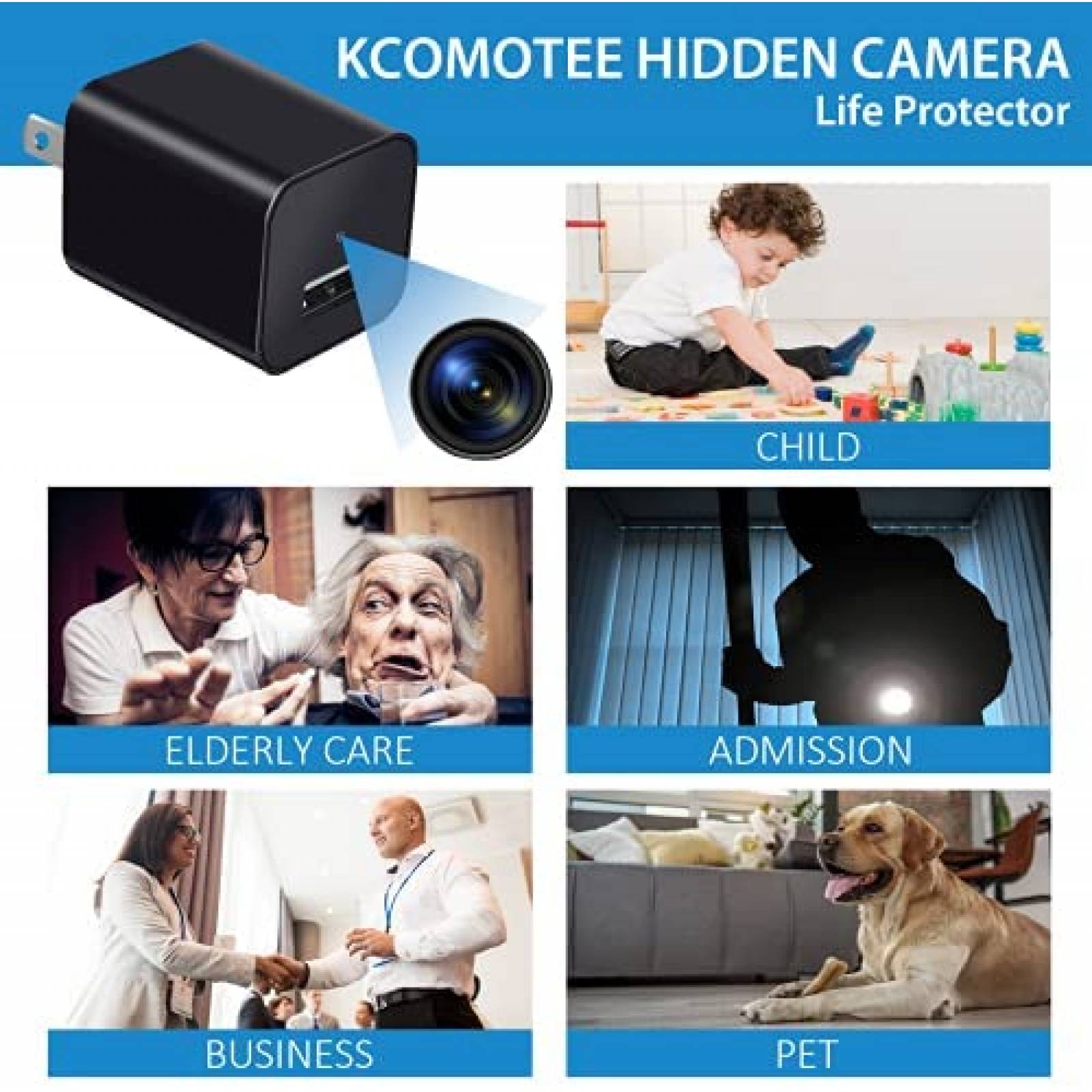 Cargador Kcomotee Con Mini Camara Espia 1080P -Negro