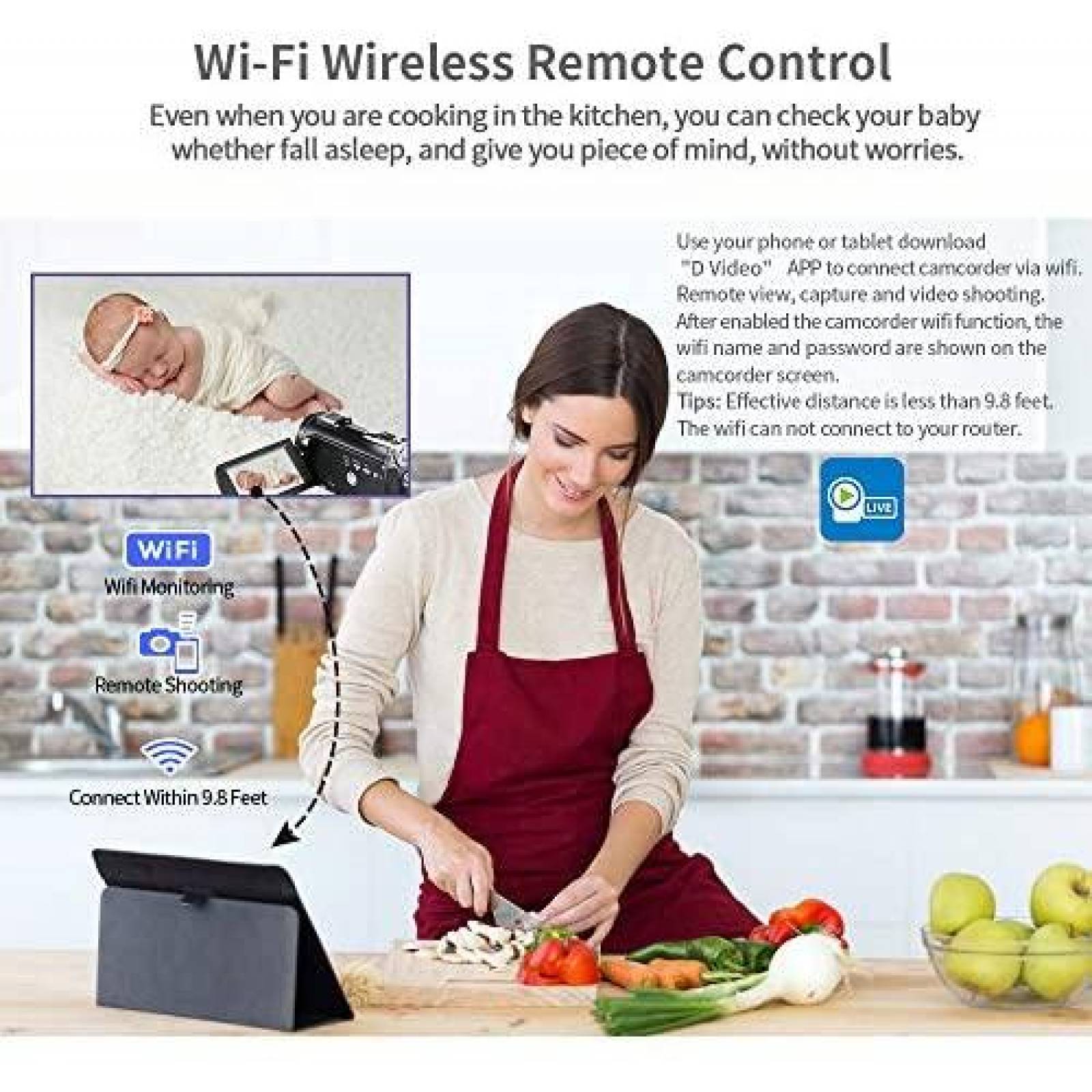 Videocamara ORDRO AC3 1080P 60FPS 3.1" IPS LCD 4K -Negro