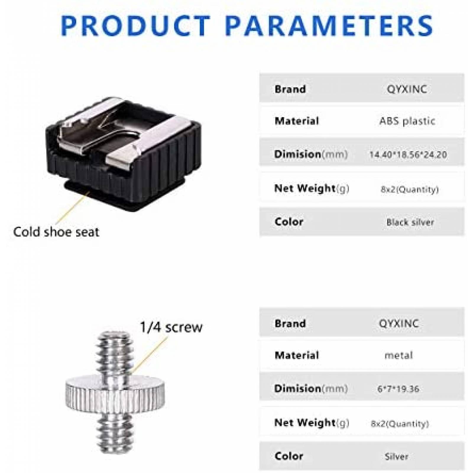 Adaptador de montaje de zapata QYXINC estandar flash 2 pzs