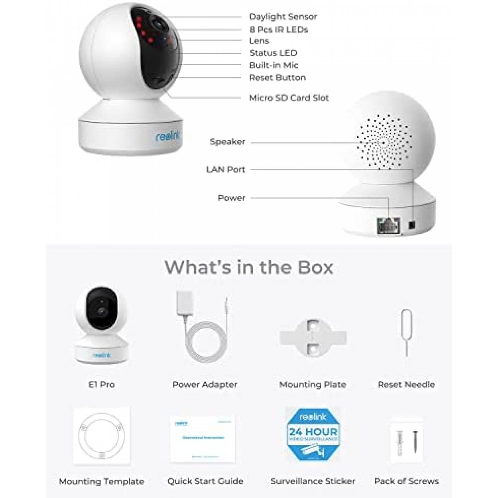 Camara de Vigilancia Reolink E1 Pro Inalambrica -Negro