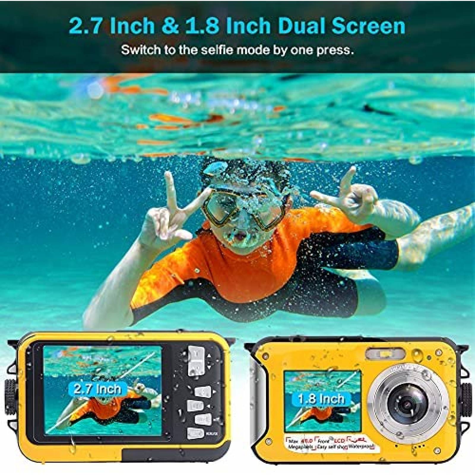 Camara Submarina S & P Safe and Perfect 2.7K 48MP -Amarillo