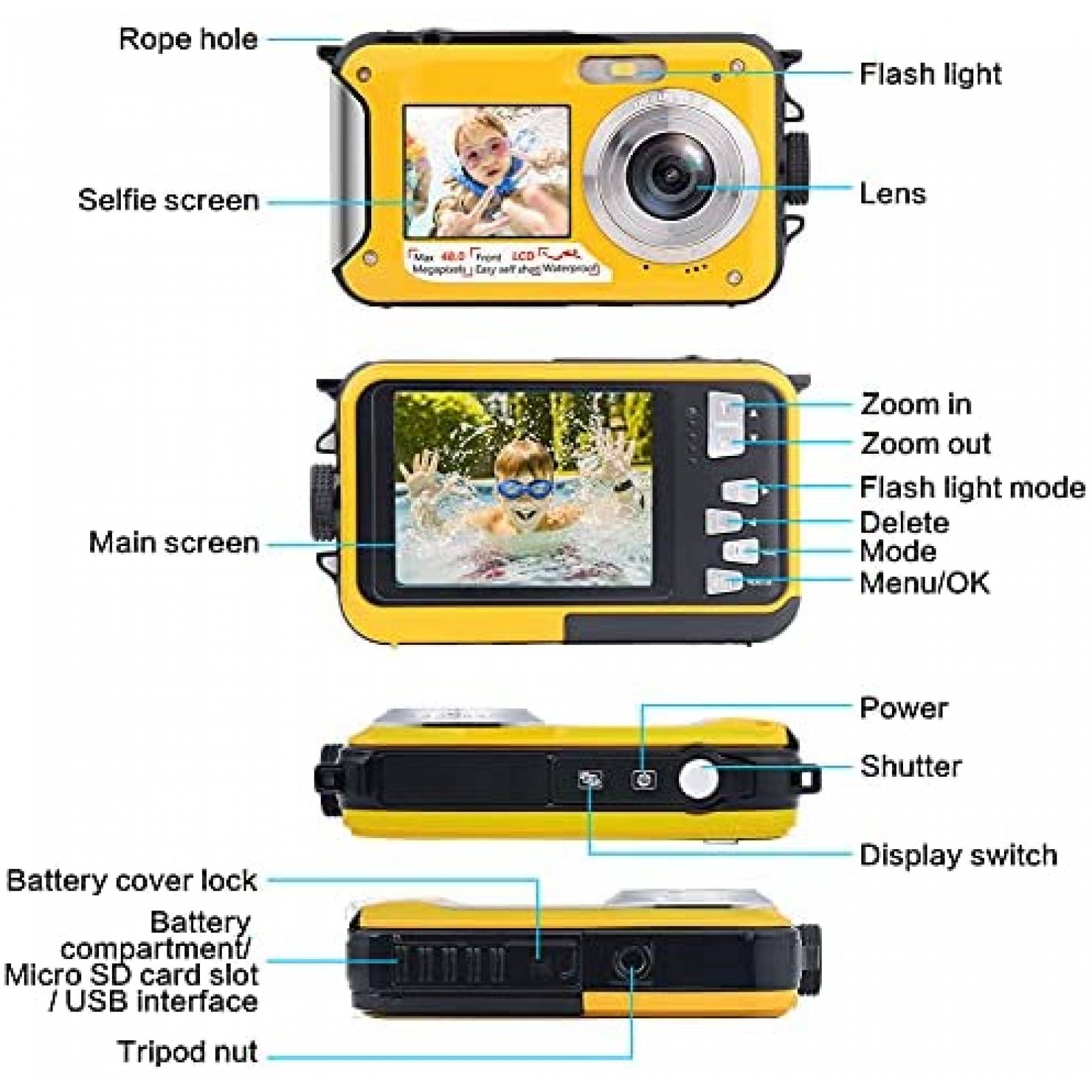 Camara Submarina S & P Safe and Perfect 2.7K 48MP -Amarillo