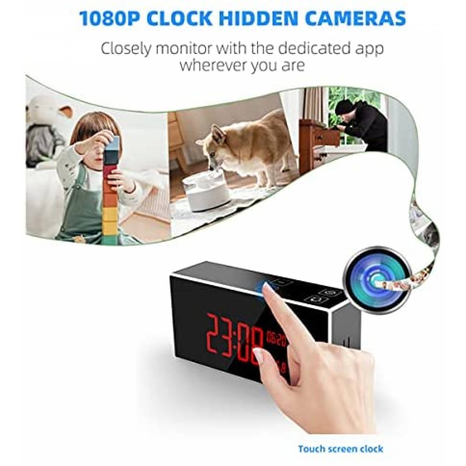 Camara Oculta SANPROV Forma de Reloj de Alarma 1080P -Negro