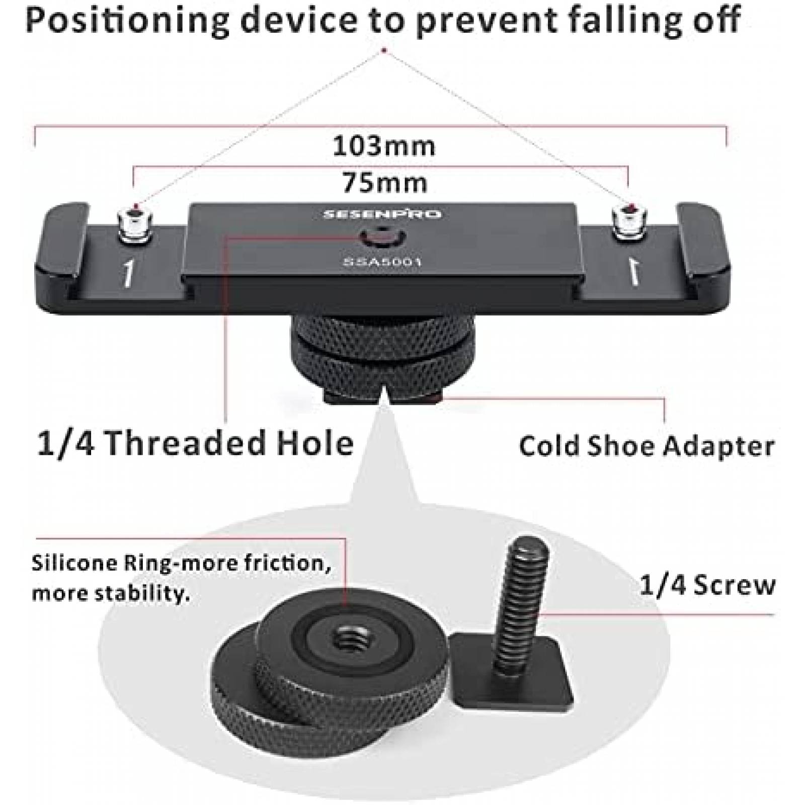 Soporte de Montaje SESENPRO para Accesorios de Camara -Negro