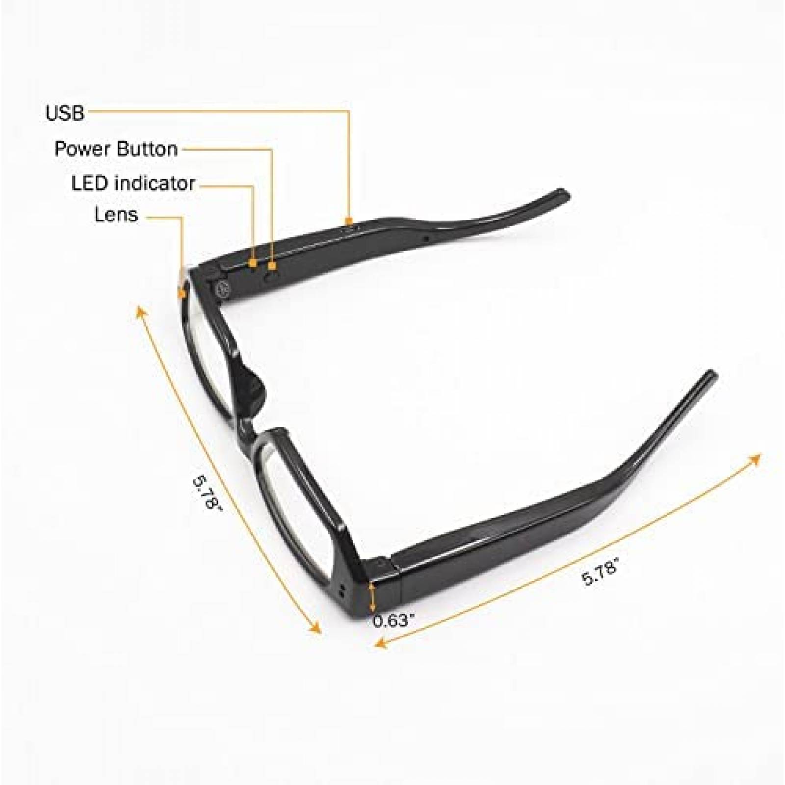 Lentes con Camara Sheawasy con Cable Cargador USB -Negro