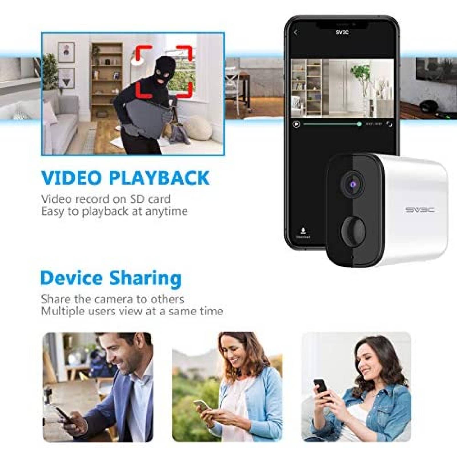 Camara SV3C Inalambrico WiFi 1080P Interiores -Blanco