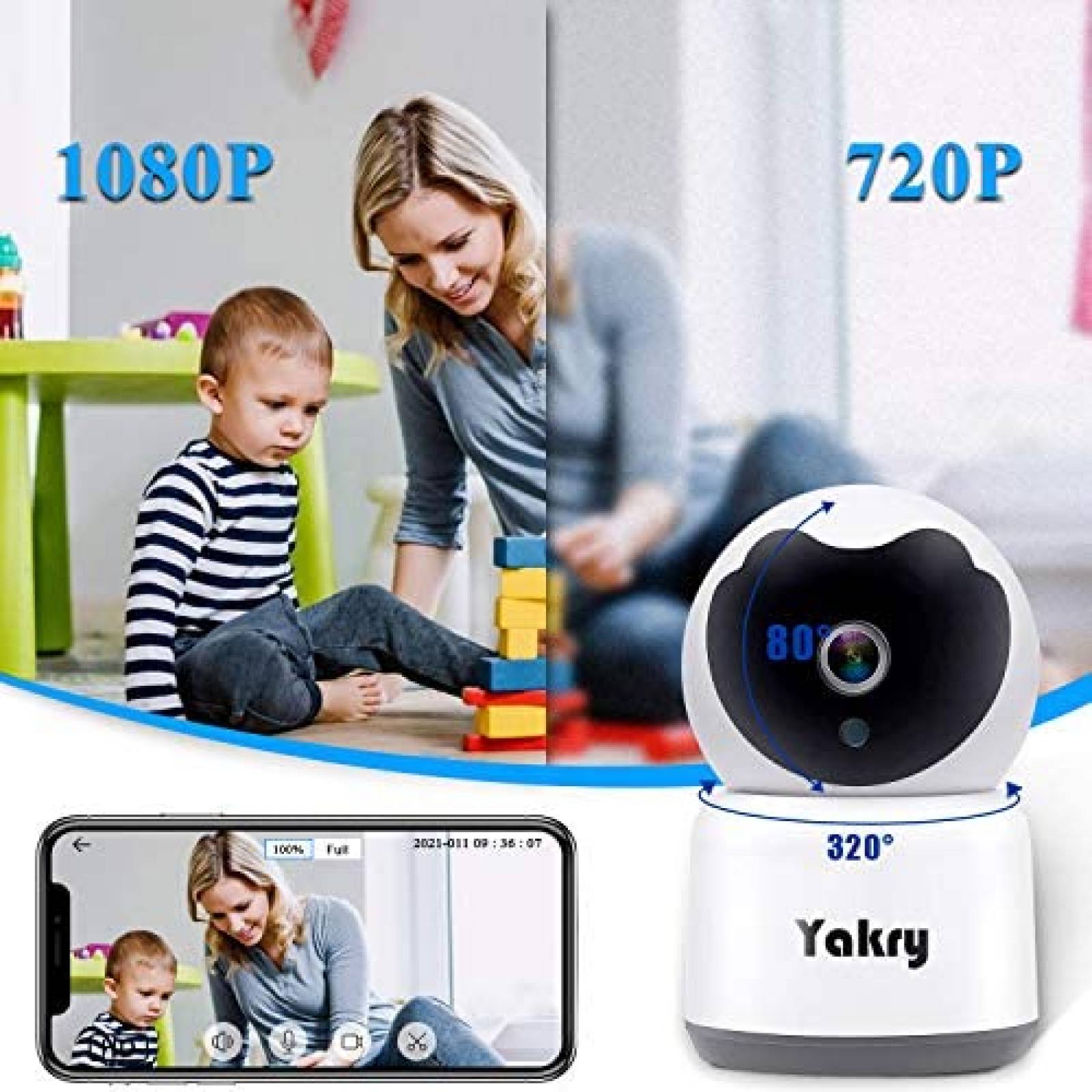 Camara Seguridad Yakry C13 HD WiFi Inalambrica -Blanco