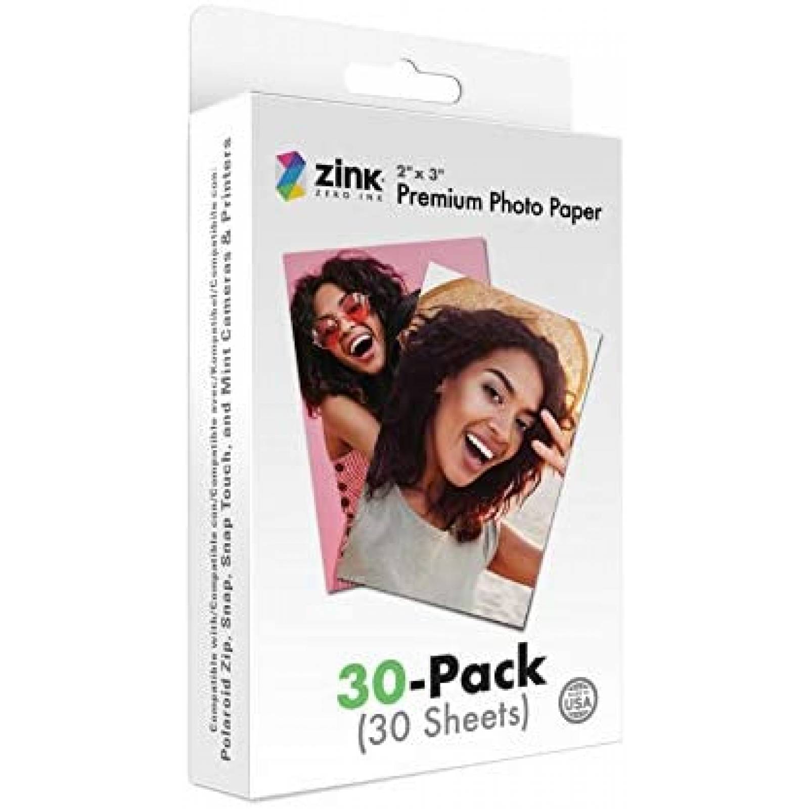 Papel Fotografico Zink 2" x 3" Paquete de 30 -Blanco
