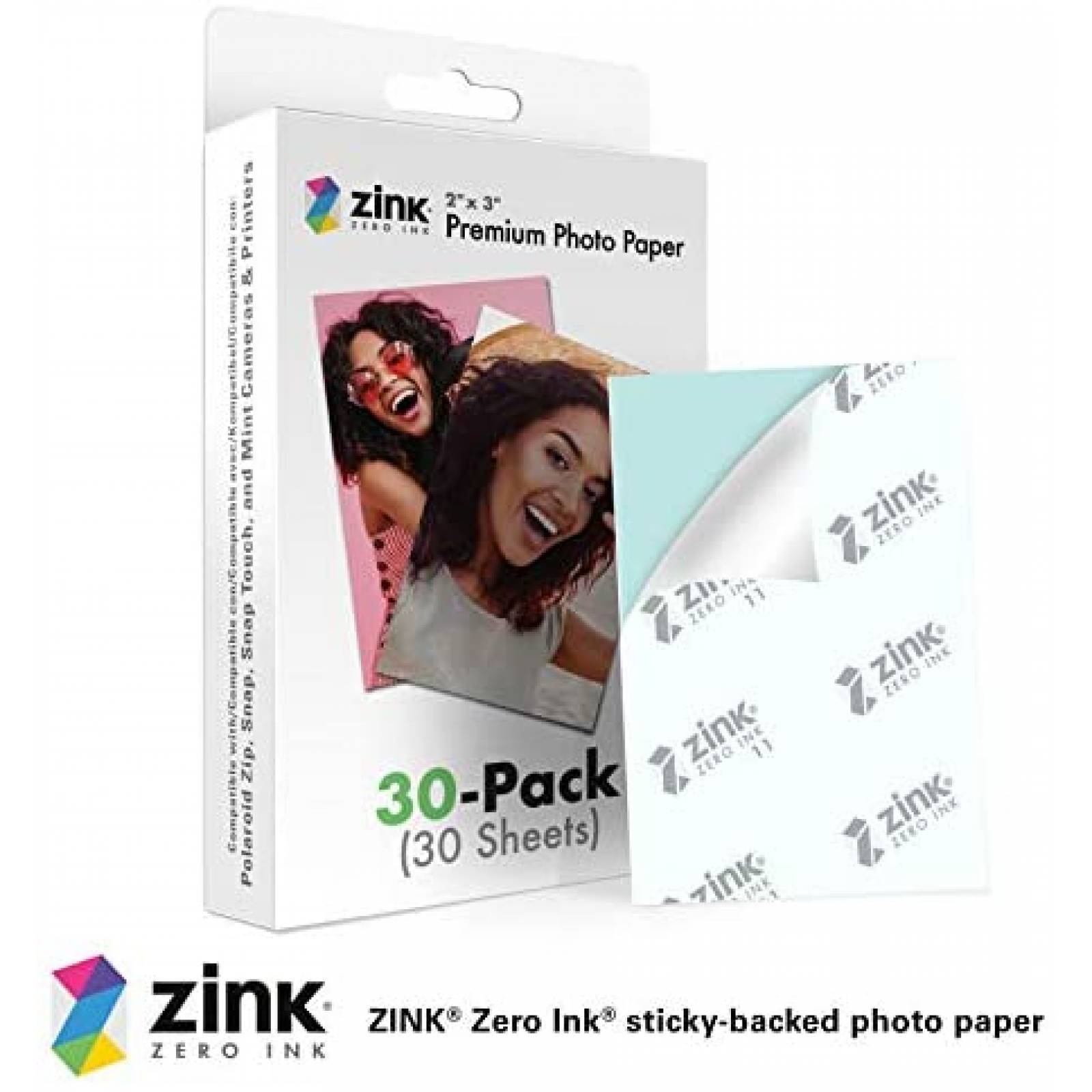 Papel Fotografico Zink 2" x 3" Paquete de 30 -Blanco