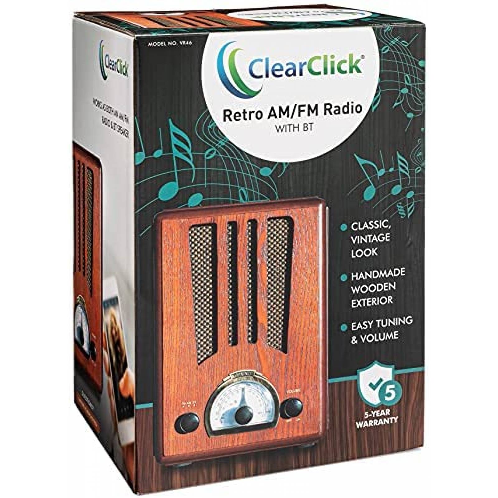 Radio am/fm estilo clasico ClearClick de madera -Cafe