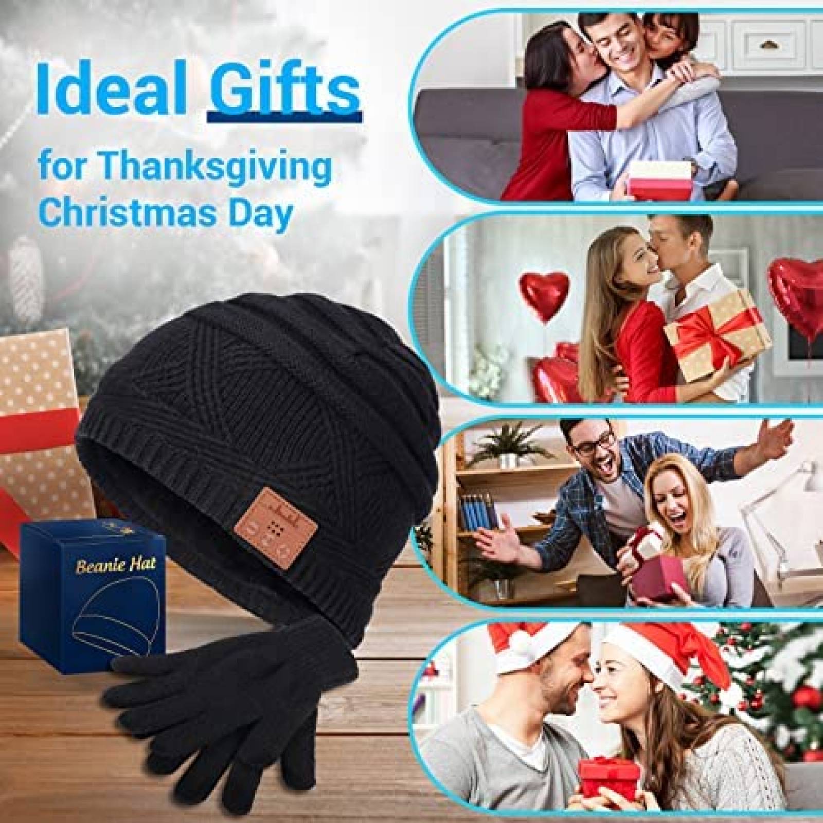 Gorro con audifonos inalambricos EastPin de tela -Negro