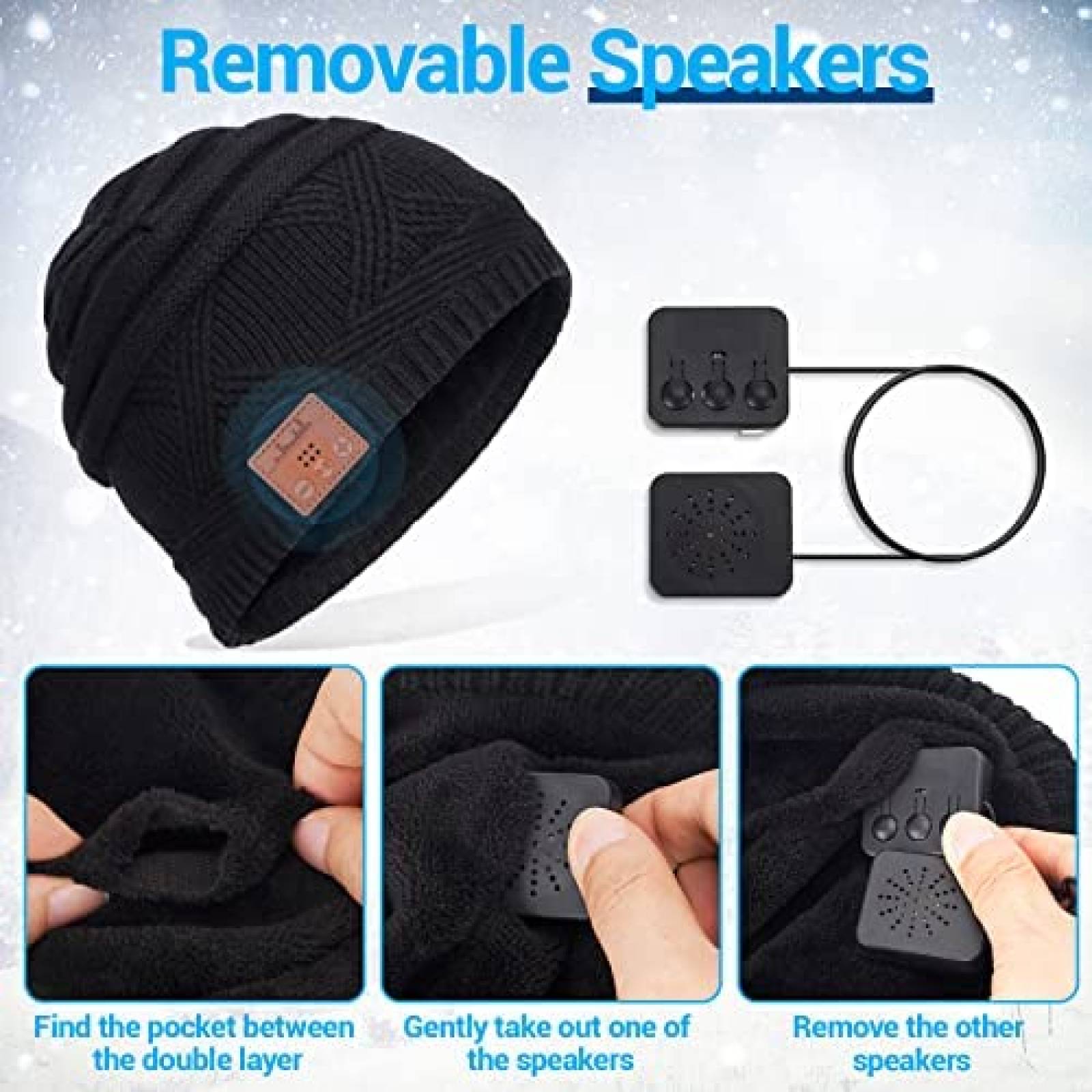 Gorro con audifonos inalambricos EastPin de tela -Negro