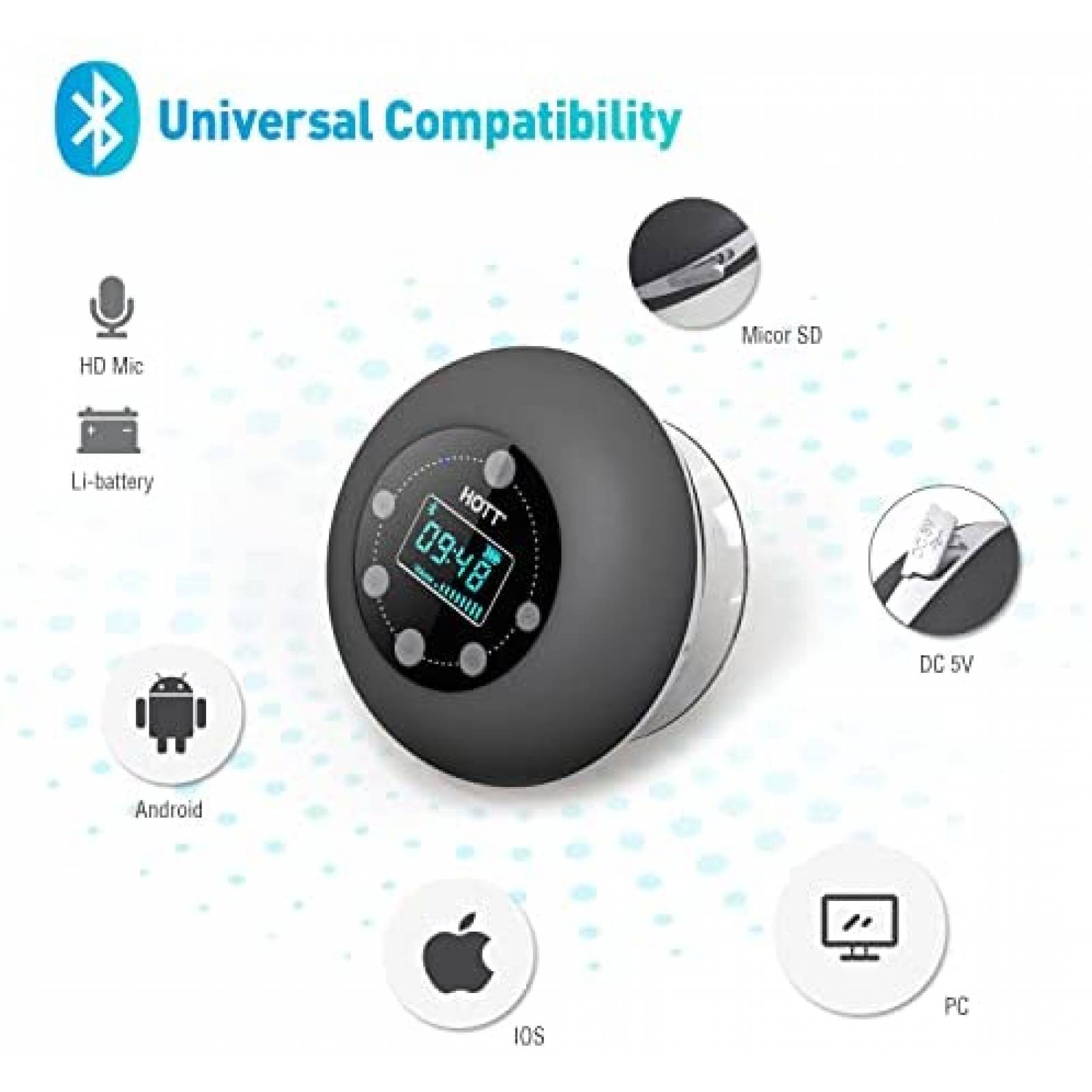 Radio de ducha HOTT S602 portatil Bluetooth 5.0 contra agua