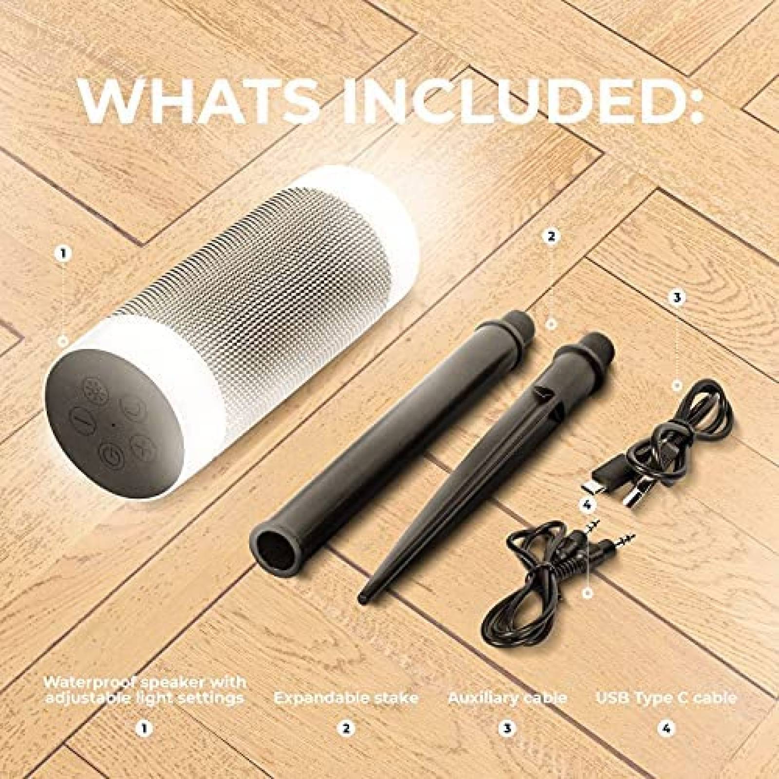 Bocina iJoy Tiki Inalambrico Impermeable LED 10hr -Blanco