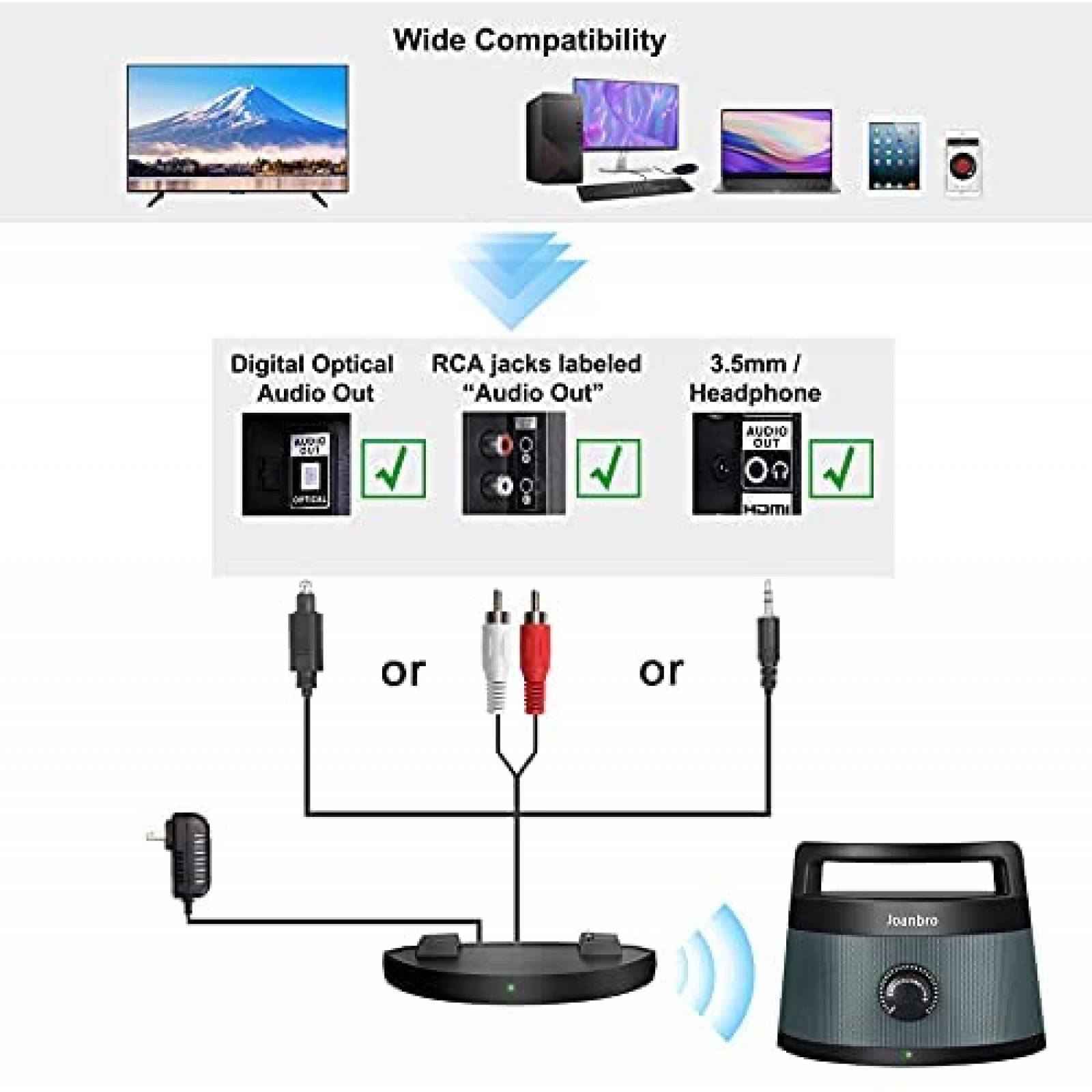 Bocina para TV portatil Joanbro TS1D 2.4ghz -Negro