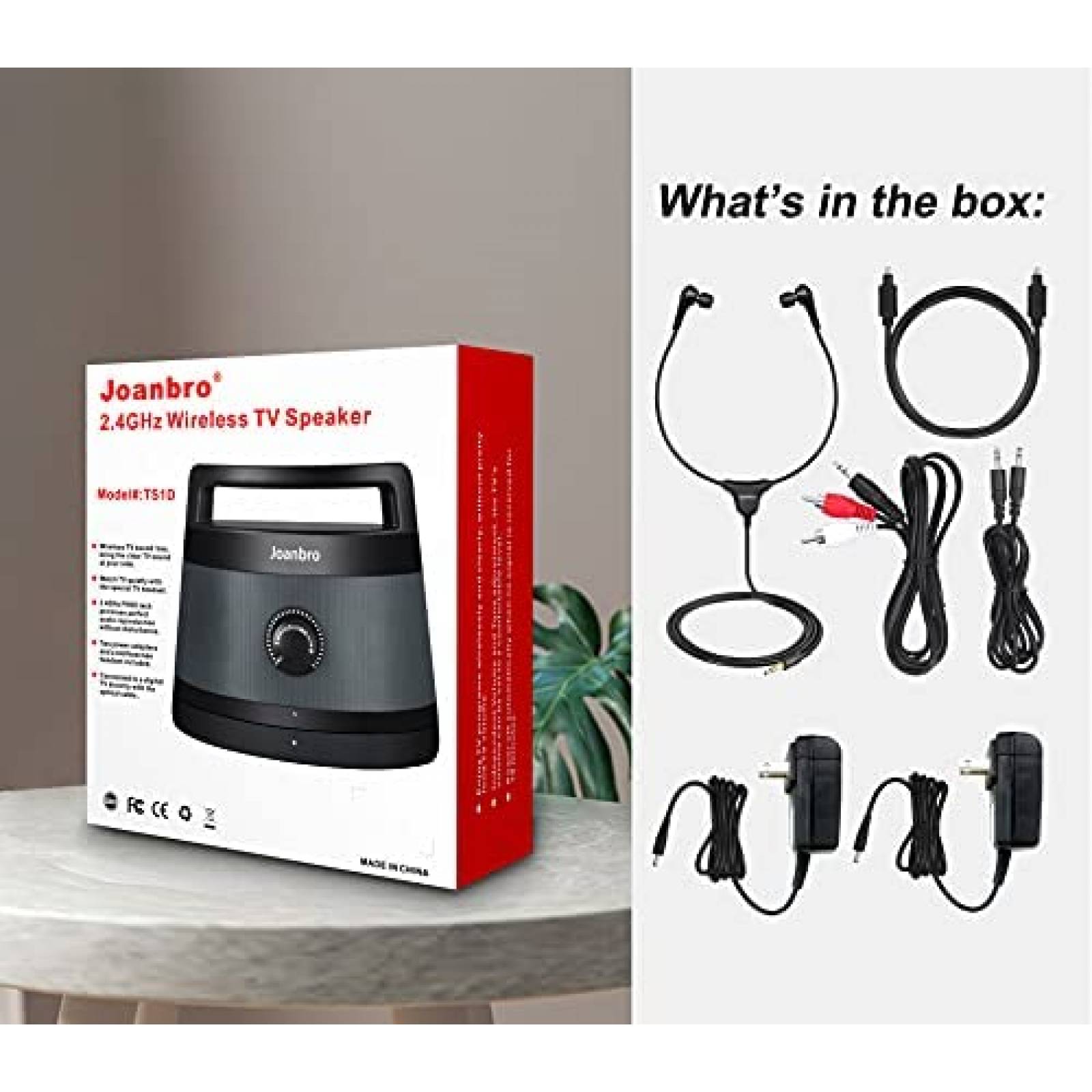 Bocina para TV portatil Joanbro TS1D 2.4ghz -Negro
