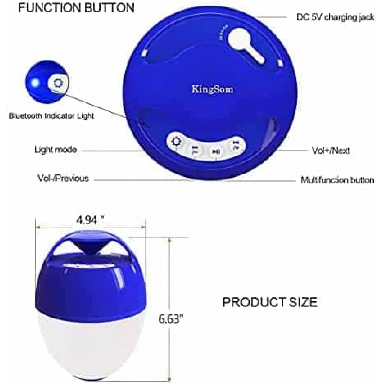 Altavoz KingSom portatil de piscina Bluetooth -Azul