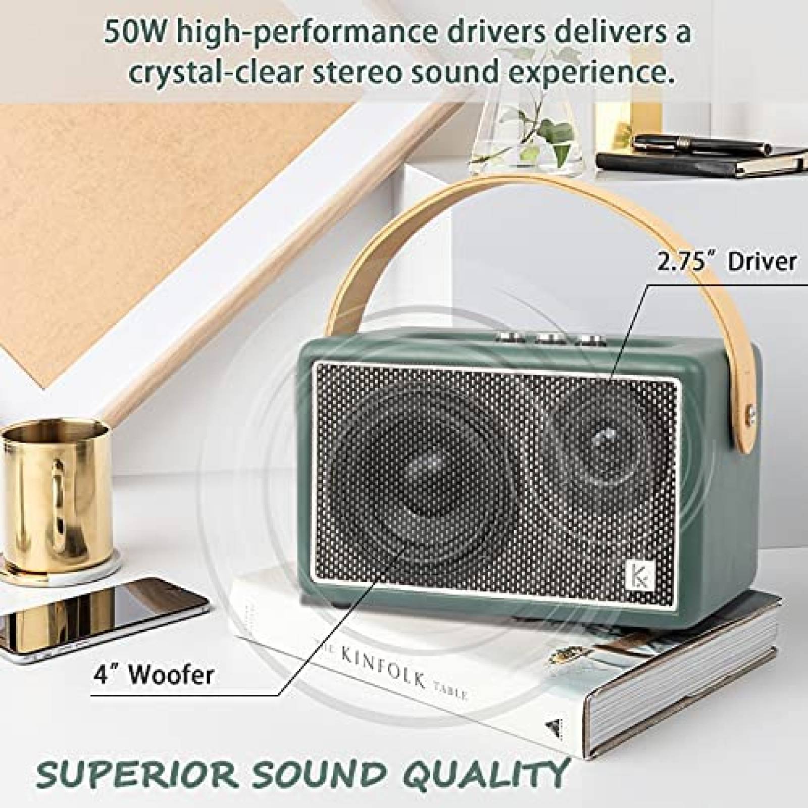 Altavoz KONEX Bluetooth vintage 40 W inalambrico portatil