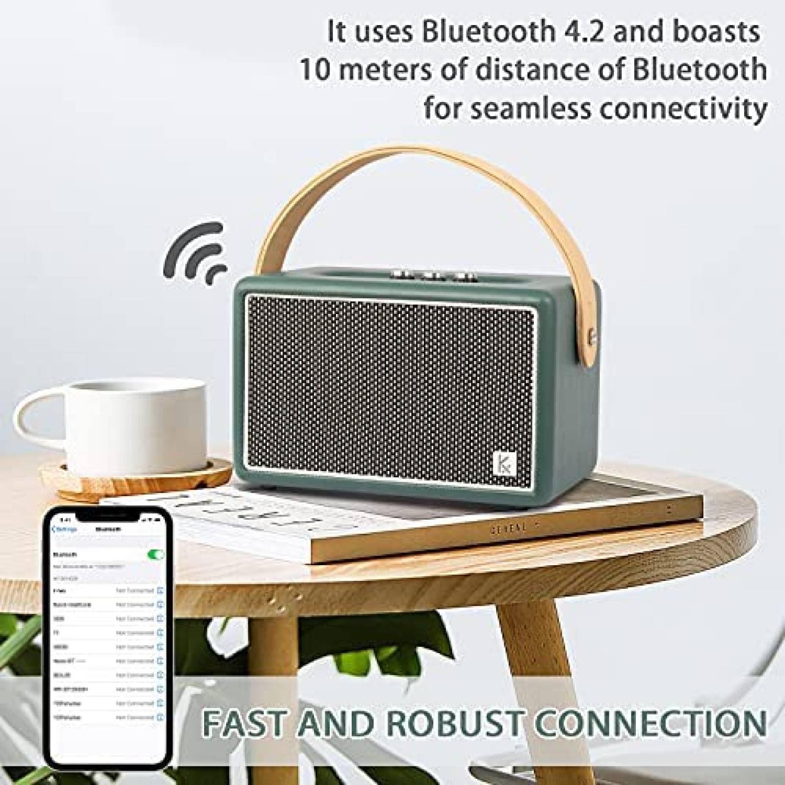 Altavoz KONEX Bluetooth vintage 40 W inalambrico portatil