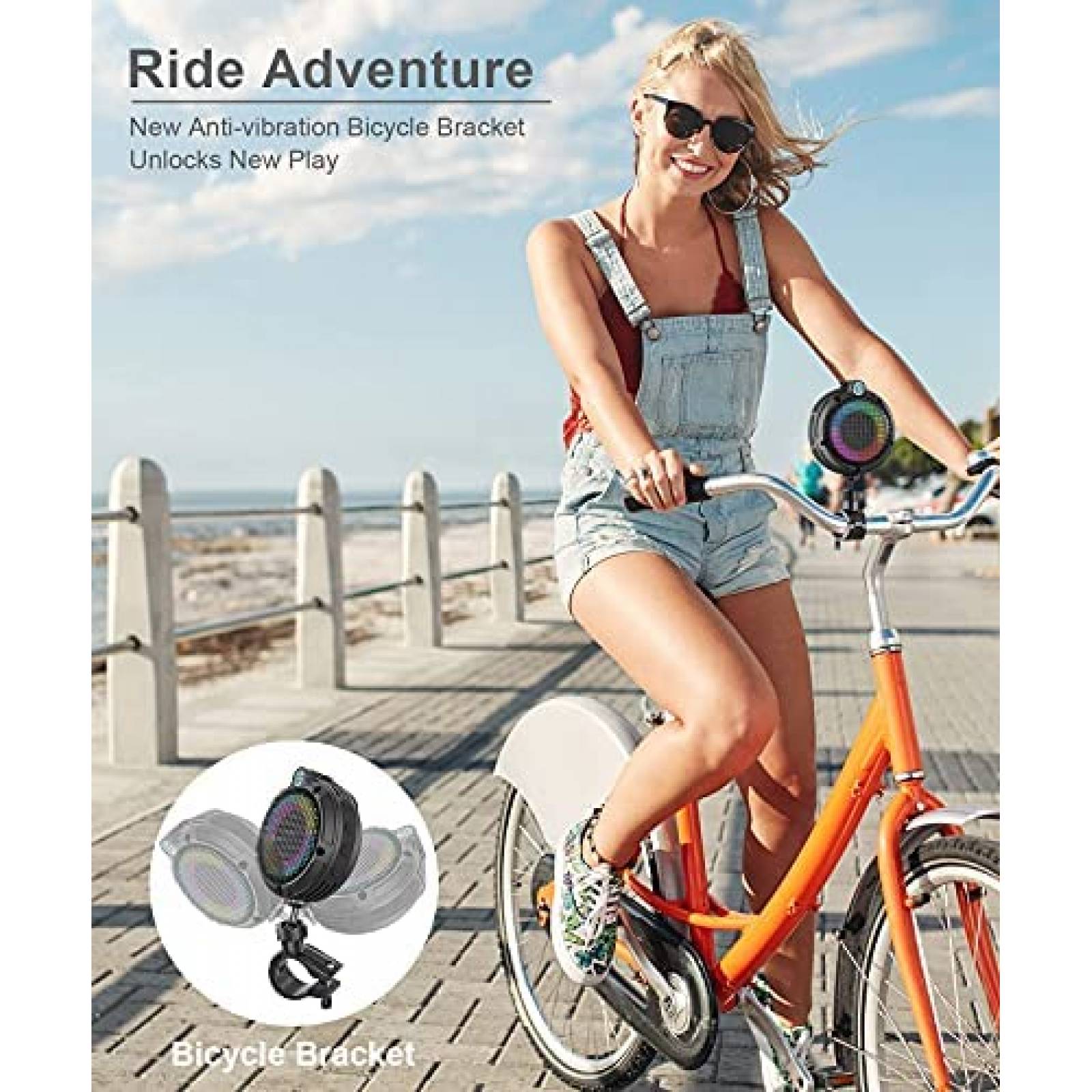 Altavoz Ortizan Bluetooth impermeable luces LED -Negro