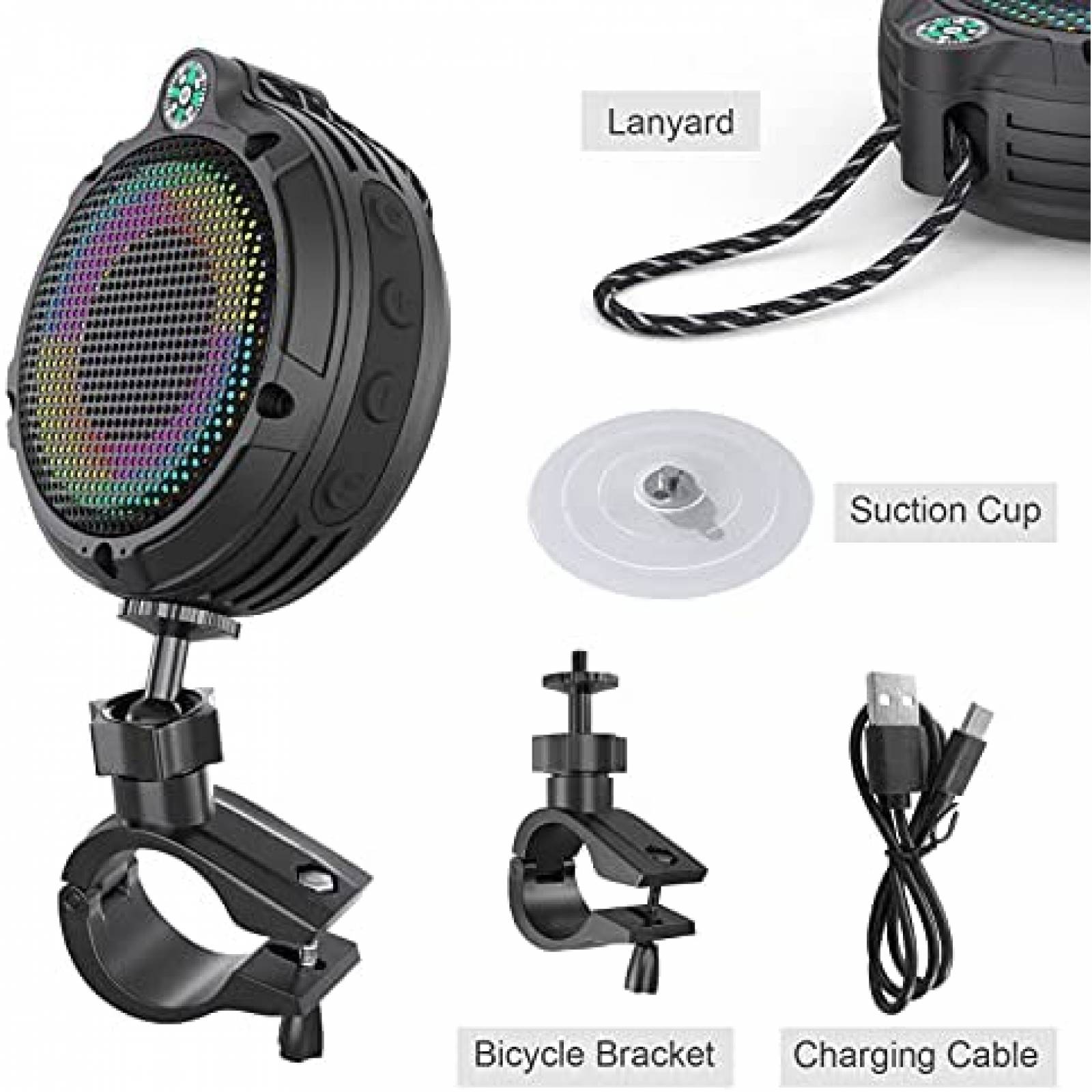 Altavoz Ortizan Bluetooth impermeable luces LED -Negro