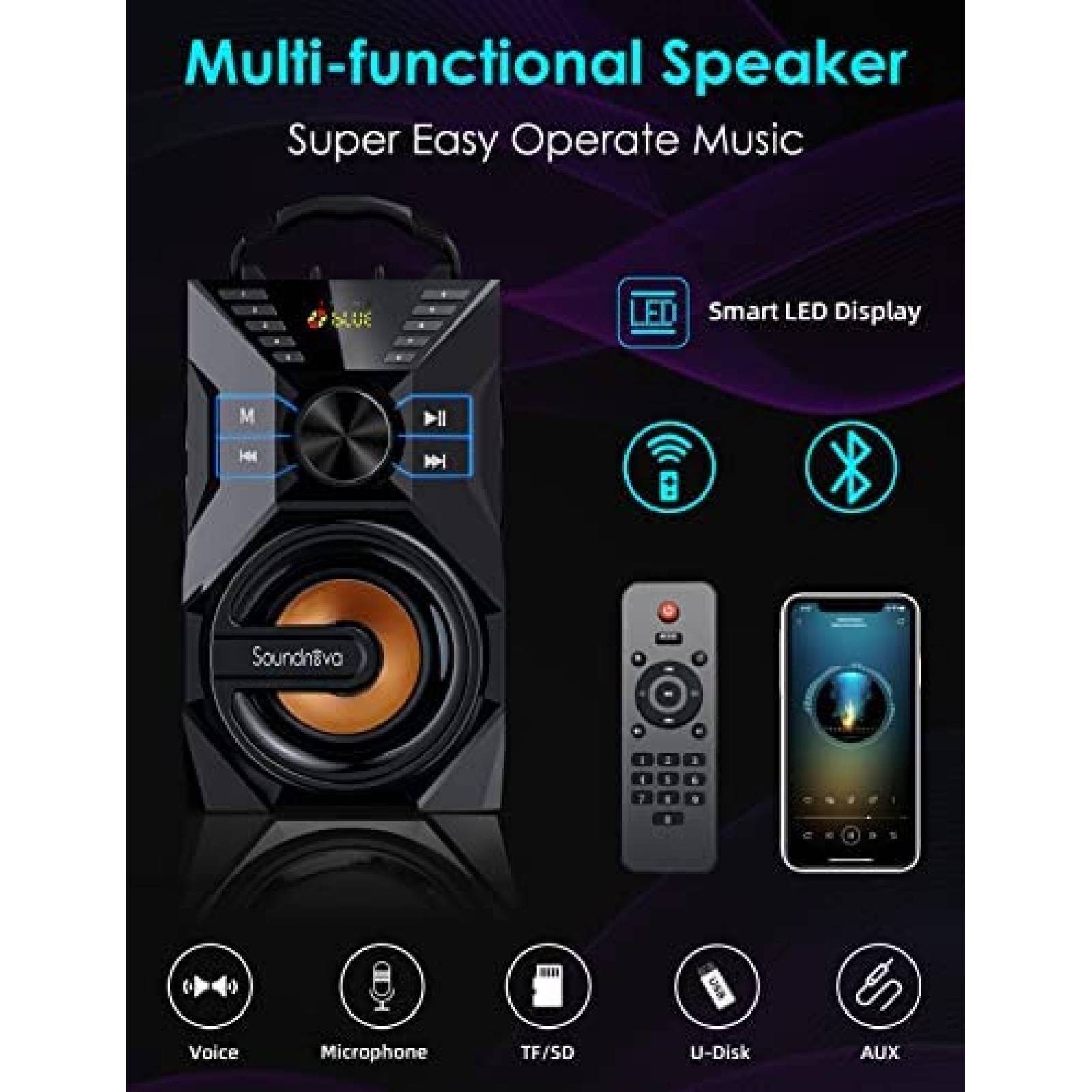 Bocina Soundnova K9G Inalambrico Portatil 6000Mah -Azul