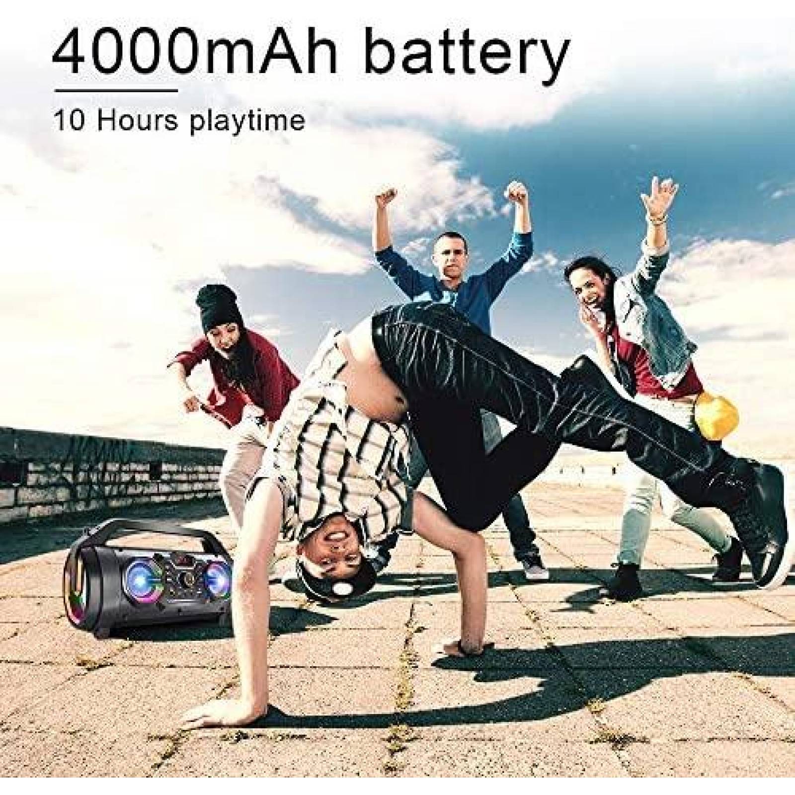 Bocina TENMIYA Boombox 30W Portatil 10hrs Bluetooth -Negro