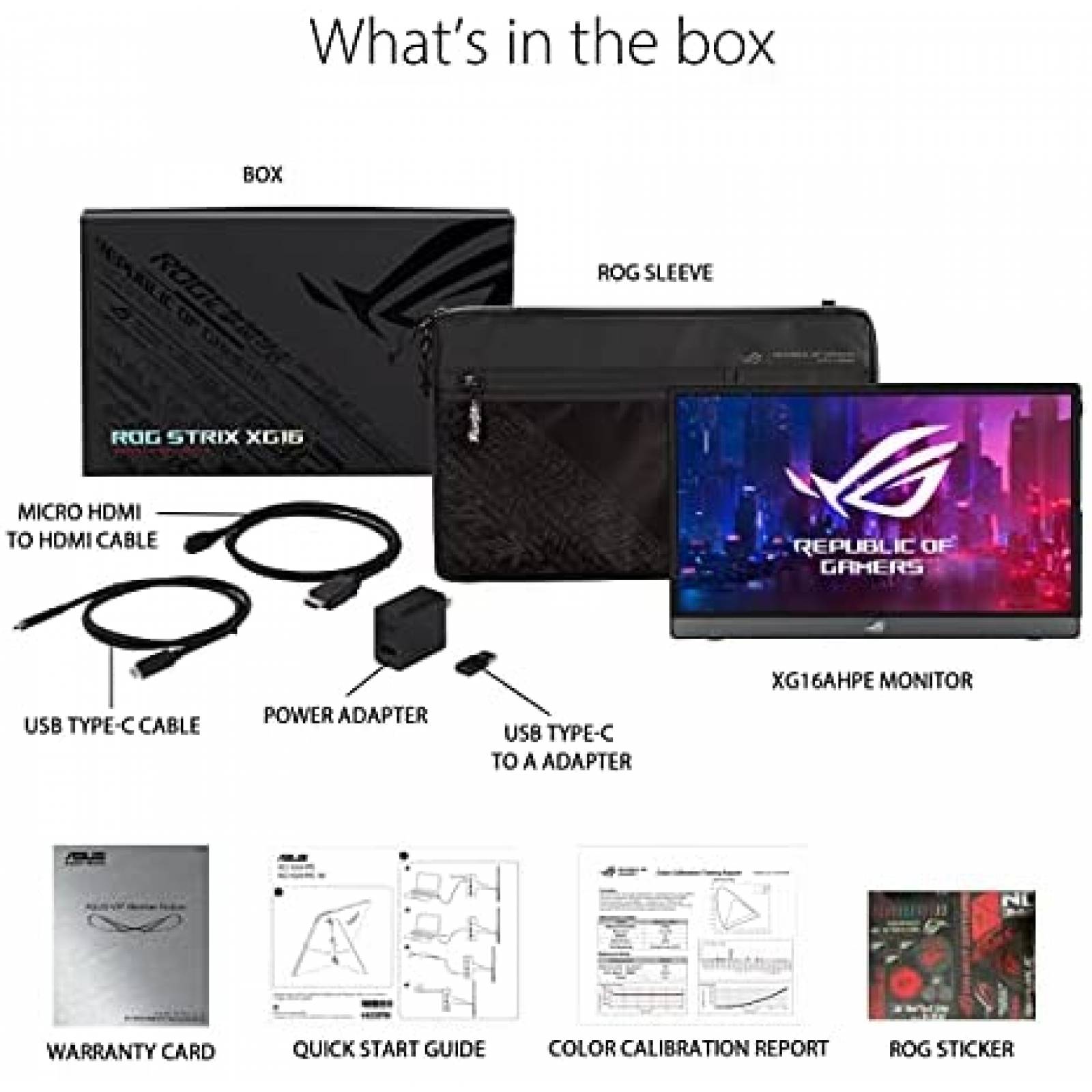 Monitor Gamer Asus ROG Strix XG16AHPE 15.6 FHD 144Hz -Negro