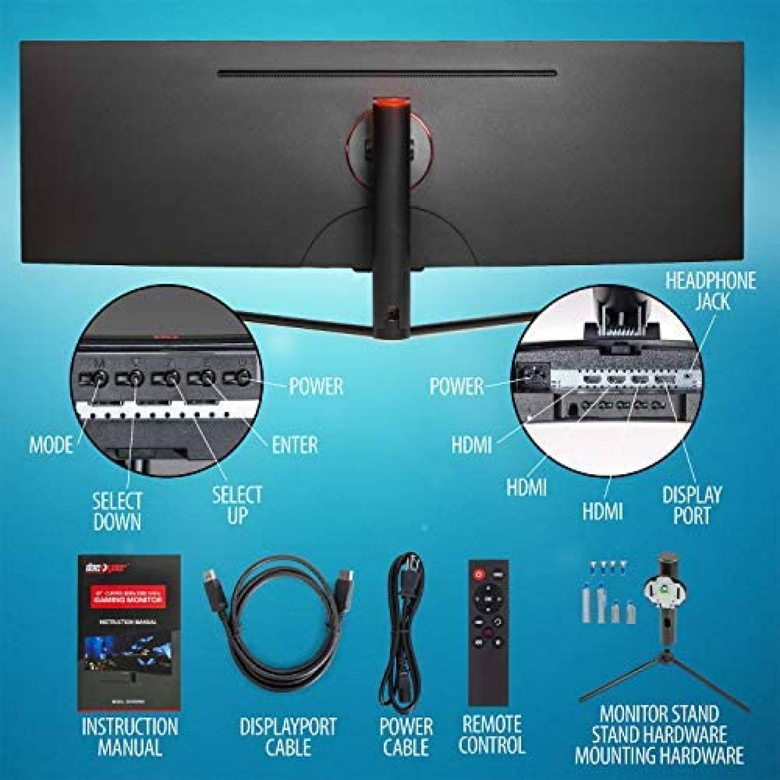 Monitor Deco Gear VIEW490 49" Curvo 32:9 3 HDMI -Grande