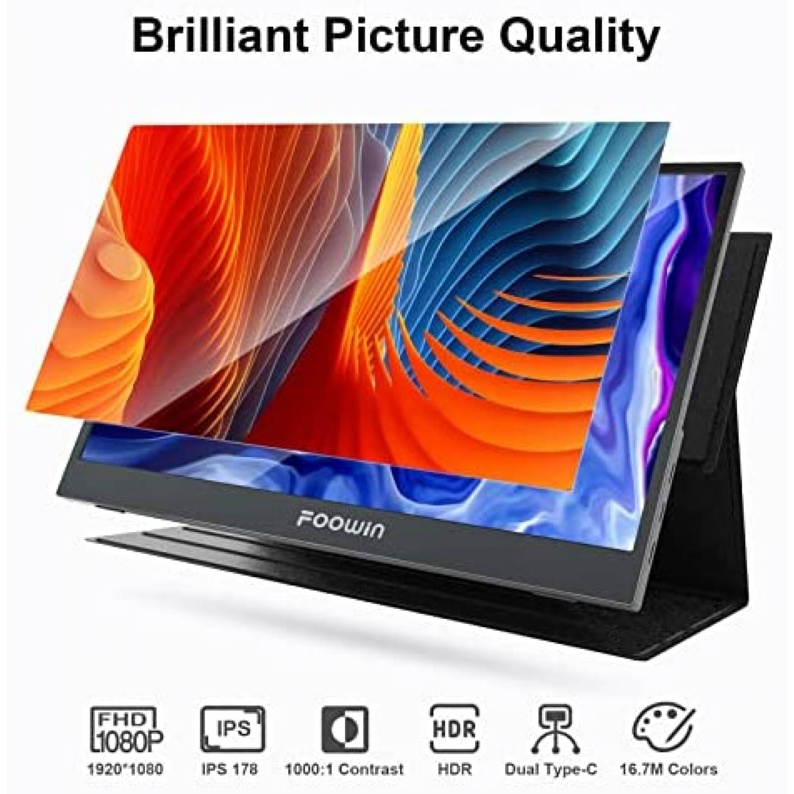 Monitor FOOWIN Portatil 15.6 '' 60 Hz 1080P 178 IPS