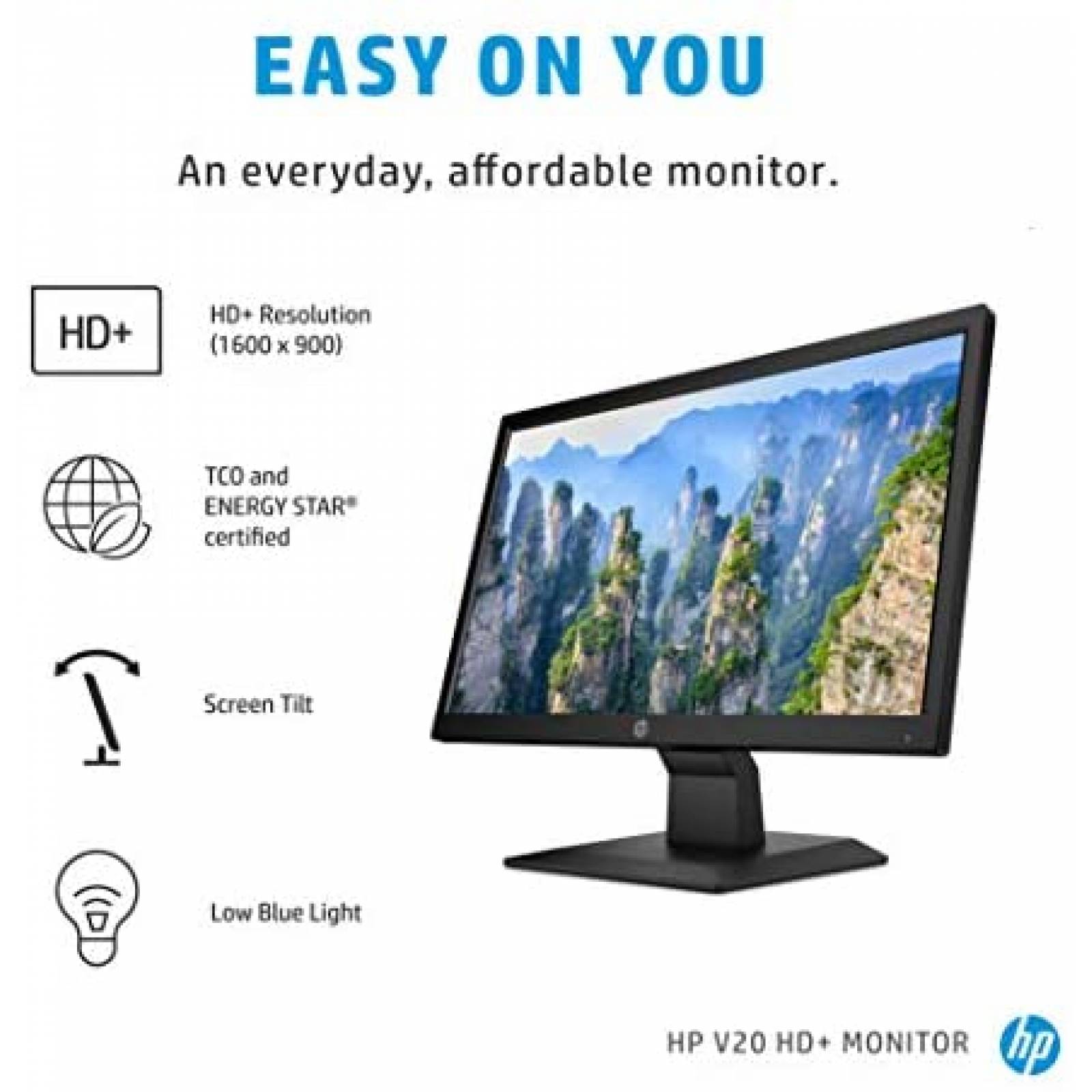 Monitor HP V20 HD+ 19.5'' 1600 x 900 60Hz Puertos HDMI Y VGA