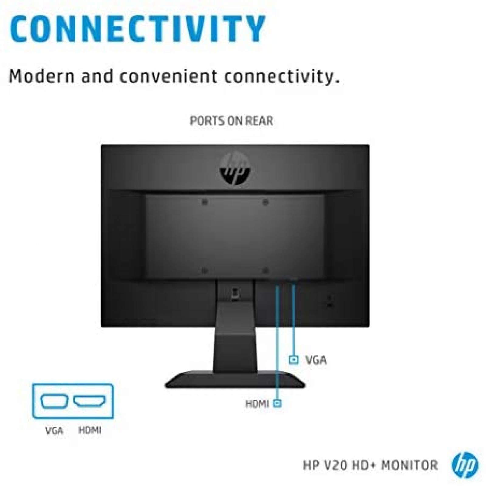 Monitor HP V20 HD+ 19.5'' 1600 x 900 60Hz Puertos HDMI Y VGA