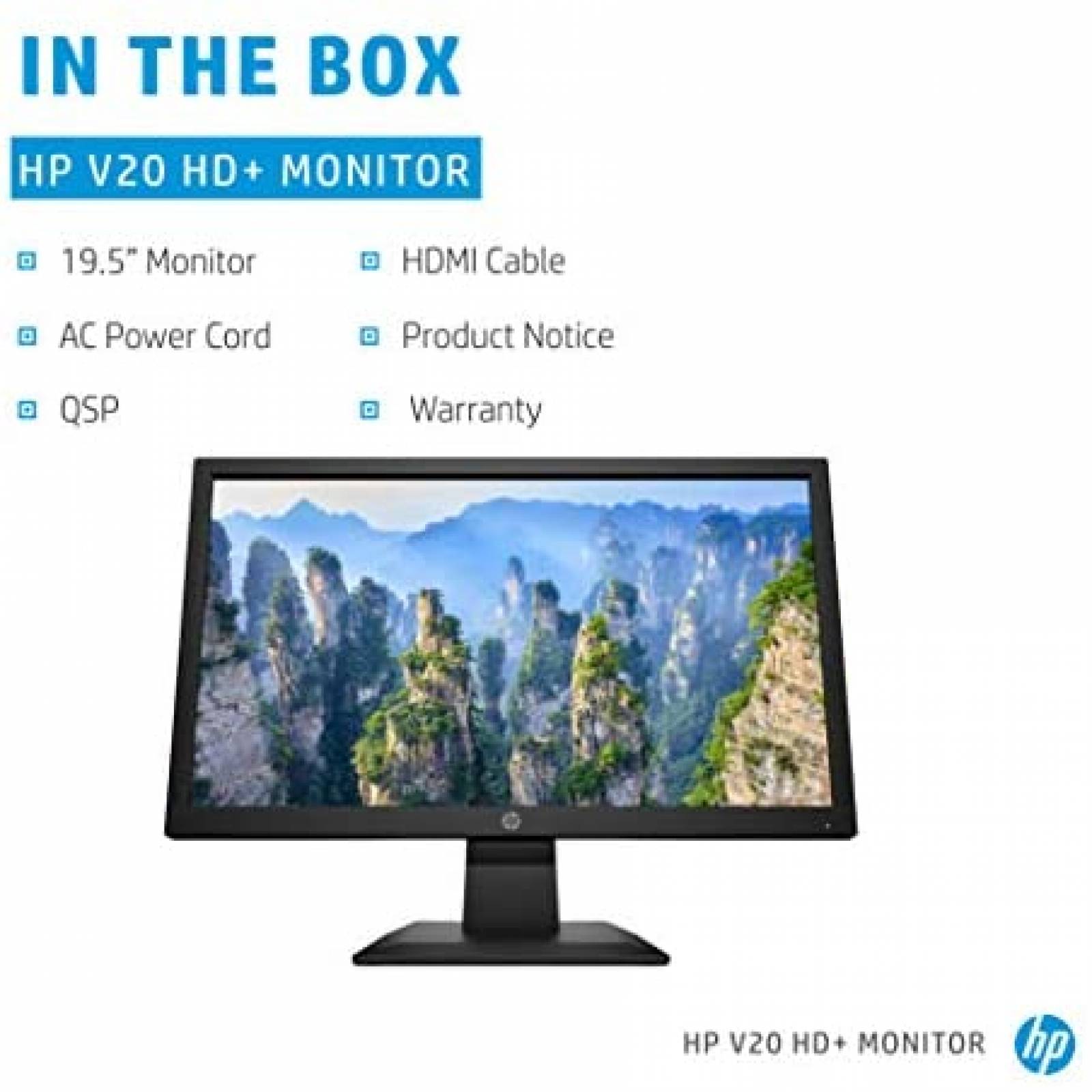 Monitor HP V20 HD+ 19.5'' 1600 x 900 60Hz Puertos HDMI Y VGA