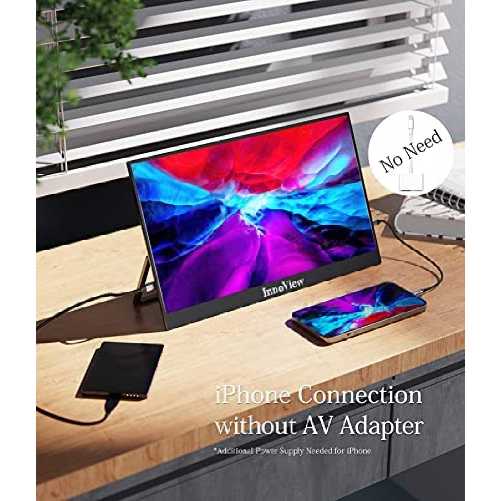 Monitor InnoView Ultra Slim HDMI USB C 15.6 '' FHD 1080P IPS