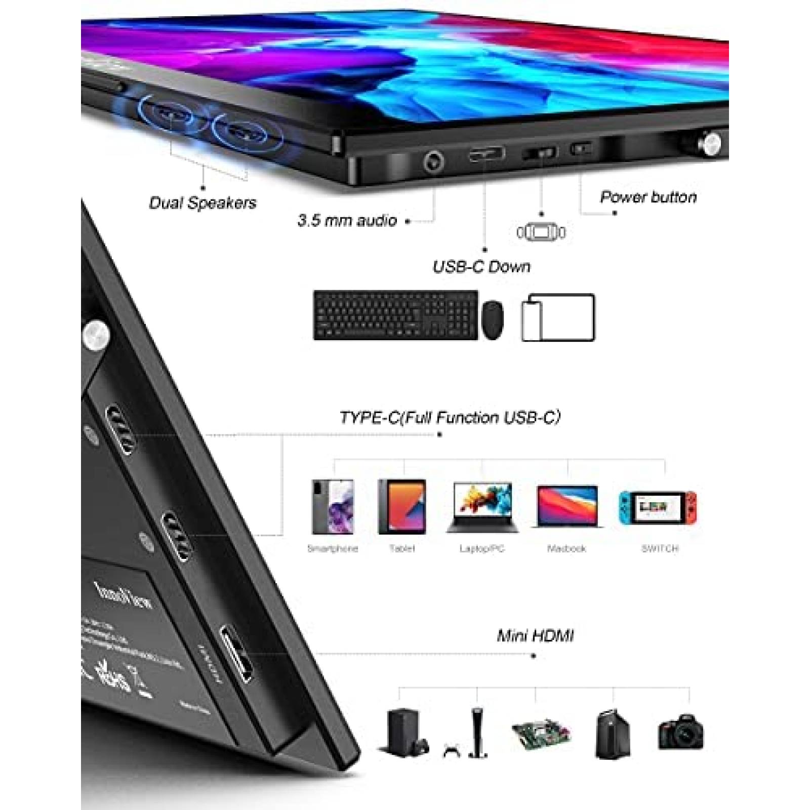 Monitor InnoView Ultra Slim HDMI USB C 15.6 '' FHD 1080P IPS