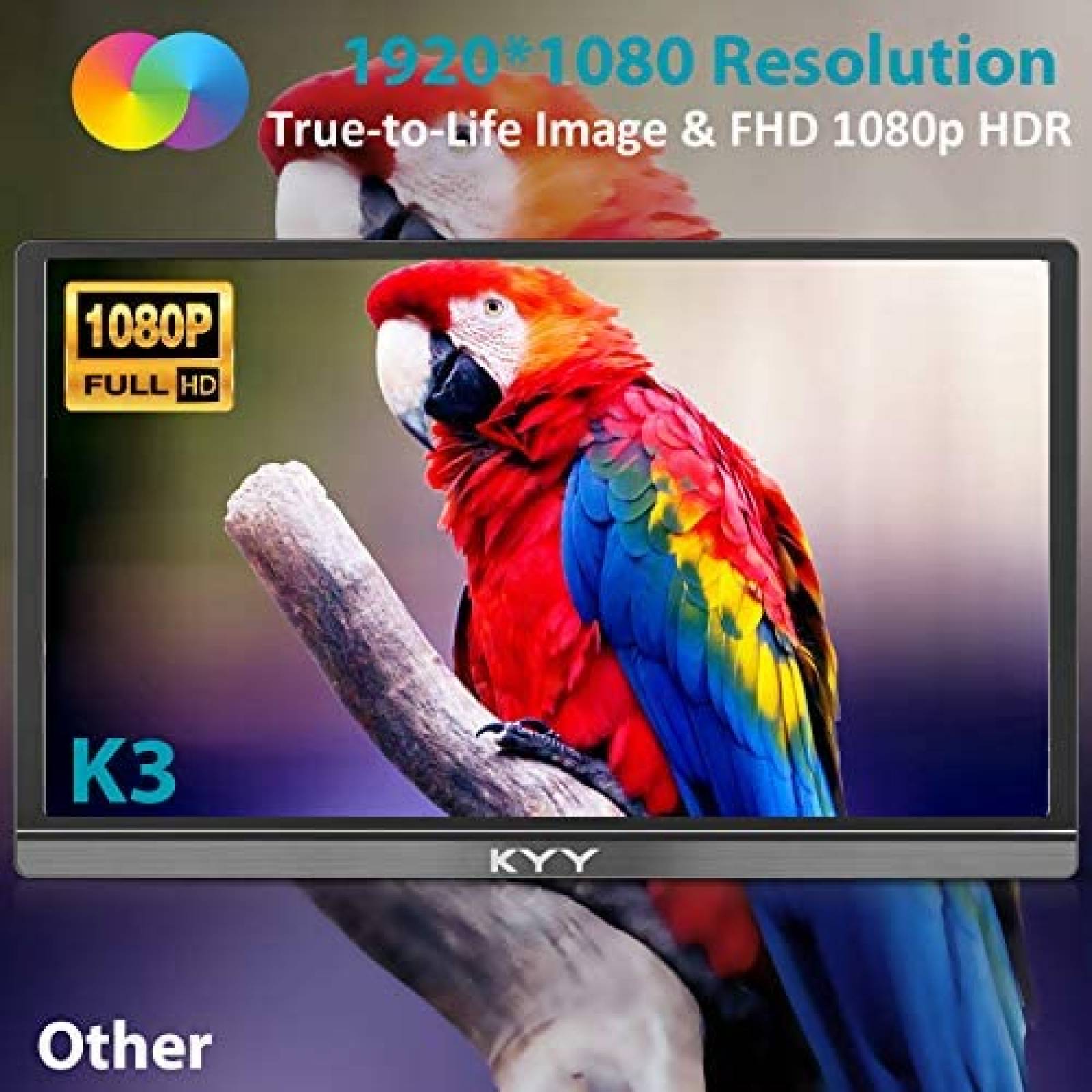 Monitor KYY K3 15.6'' 1080P FHD HDMI USB-C 60Hz -Gris
