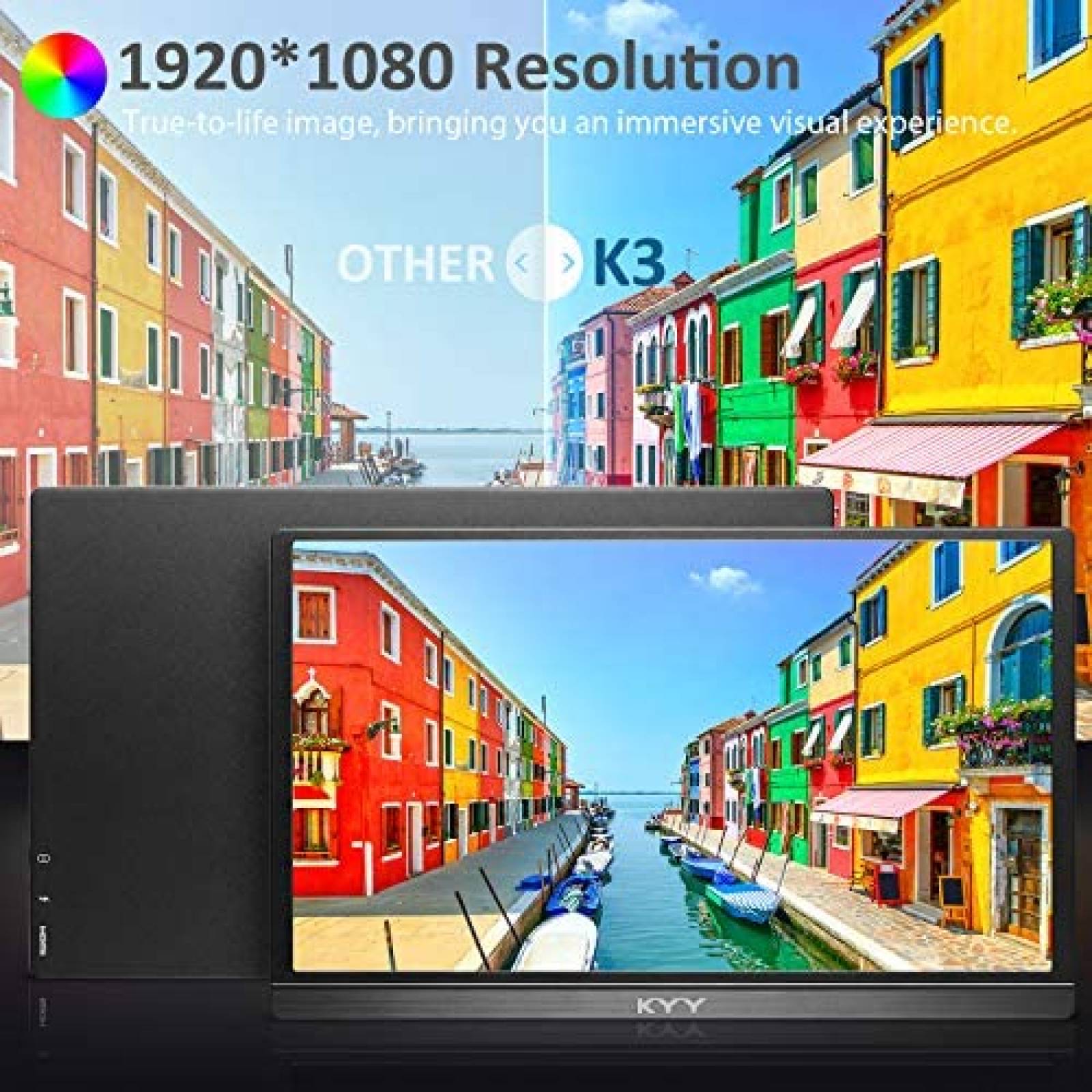 Monitor KYY Portatil 15.6'' 1080P USB C HDMI Ultra-Slim IPS