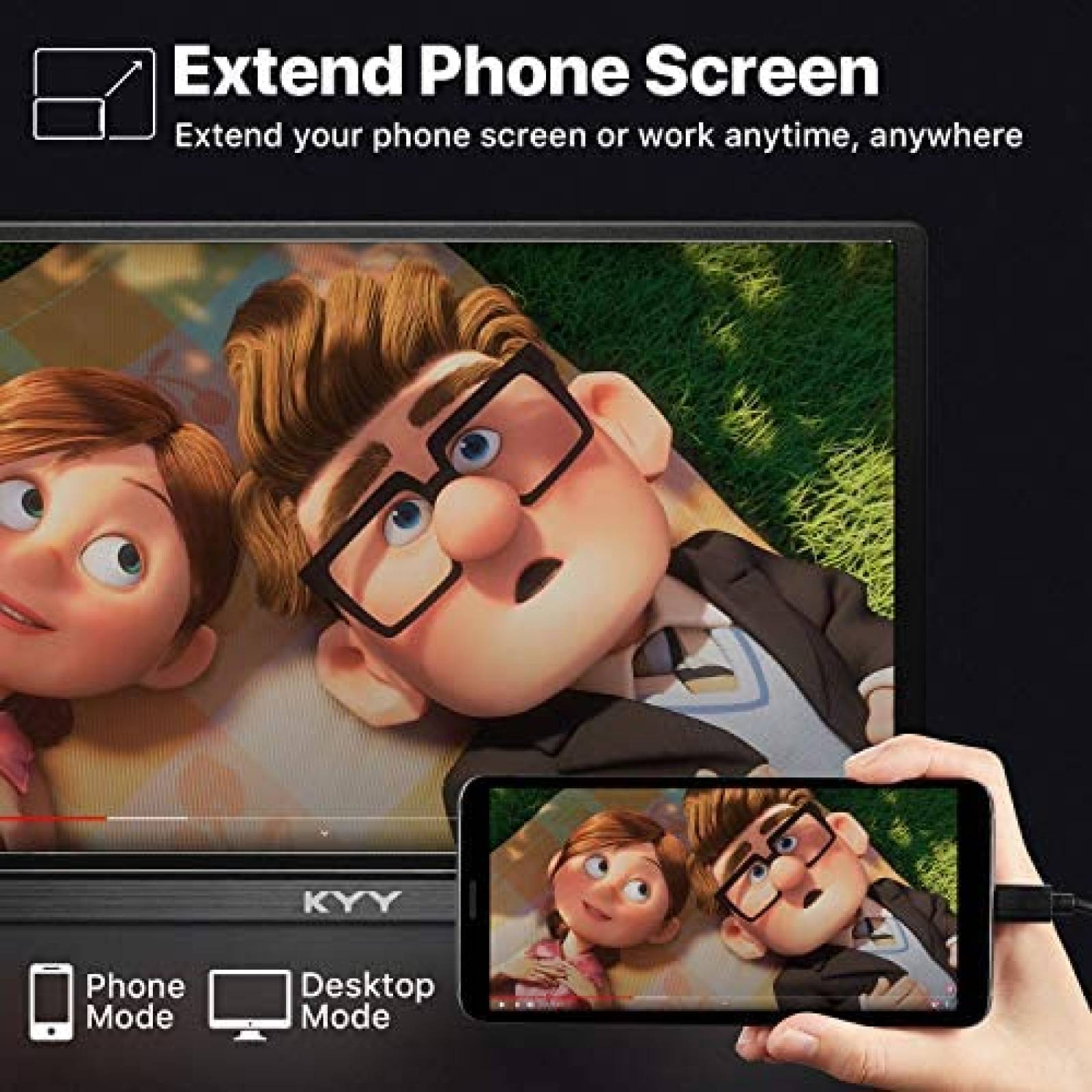 Monitor KYY Portatil 15.6'' 1080P USB C HDMI Ultra-Slim IPS