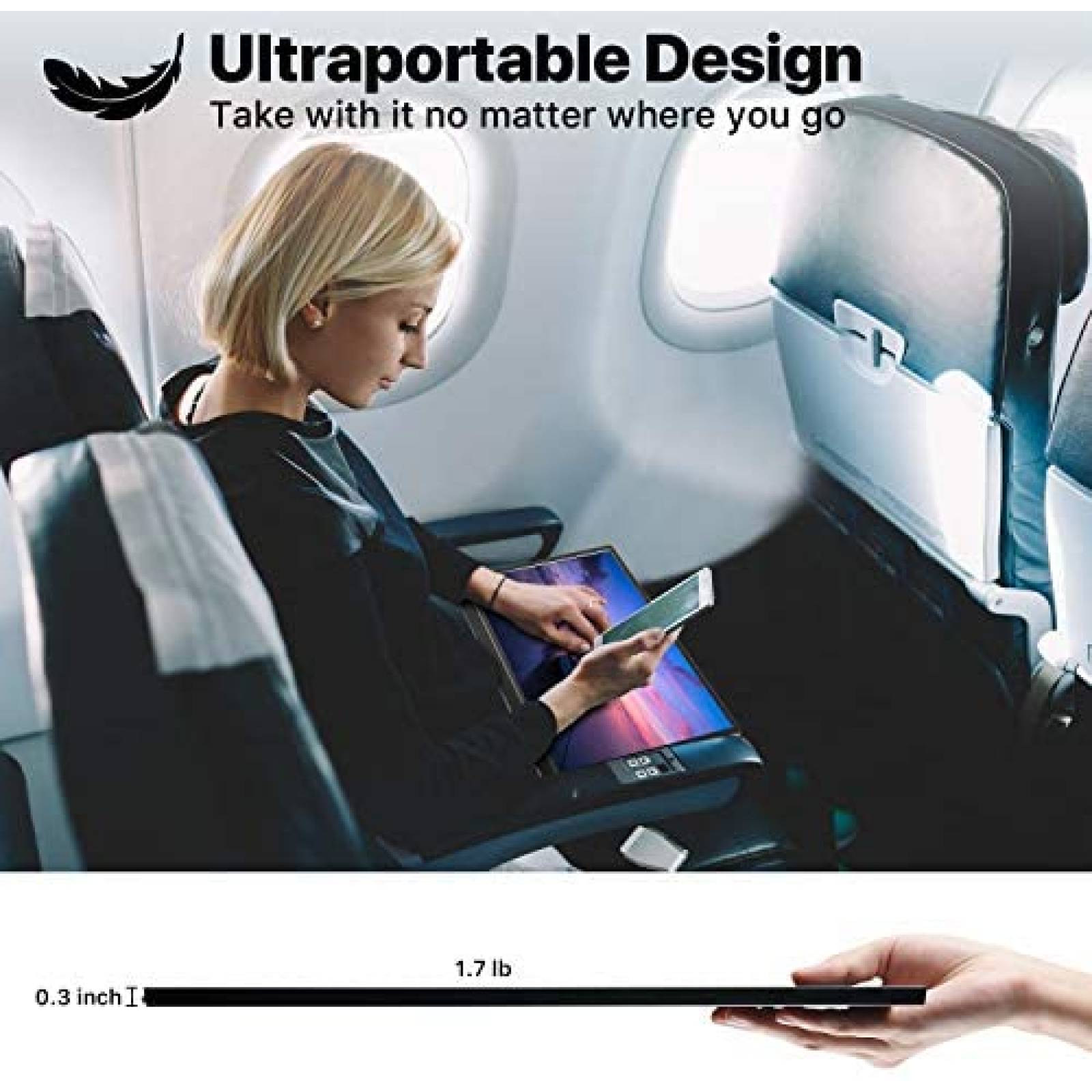 Monitor KYY Portatil 15.6'' 1080P USB C HDMI Ultra-Slim IPS