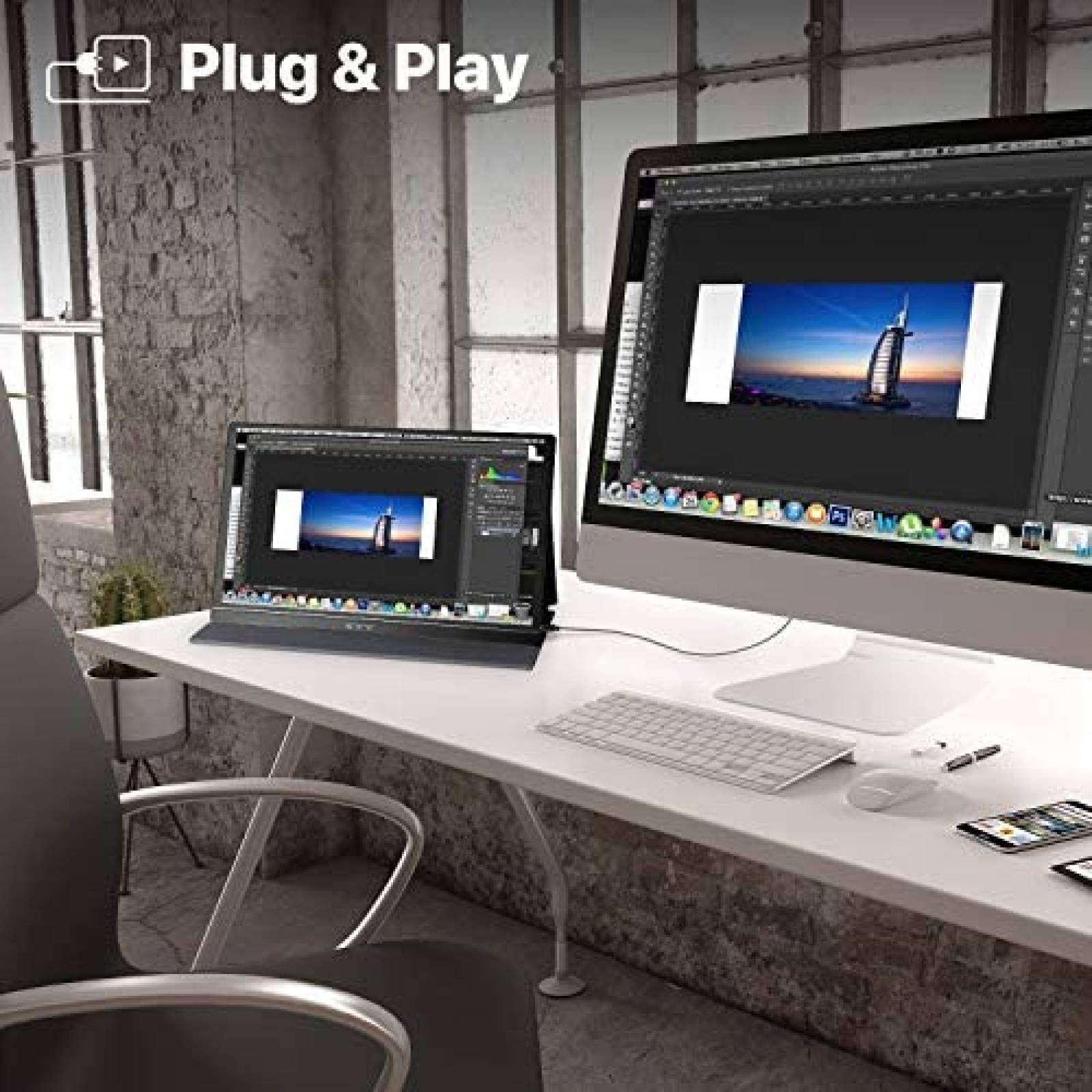 Monitor KYY Portatil 15.6'' 1080P USB C HDMI Ultra-Slim IPS