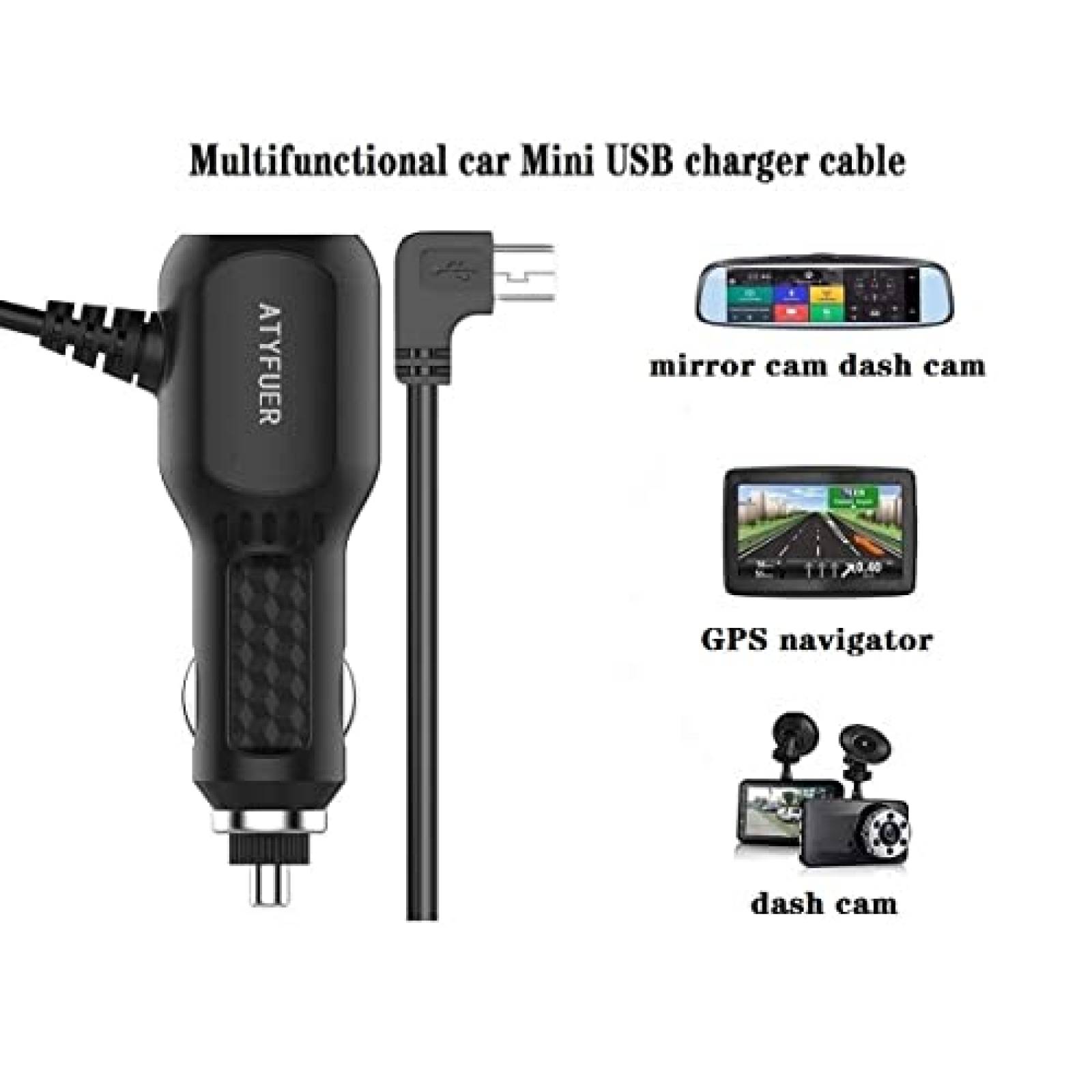 Cable ATYFUER Mini Cargador USB Para Coche 12V-24V -Negro