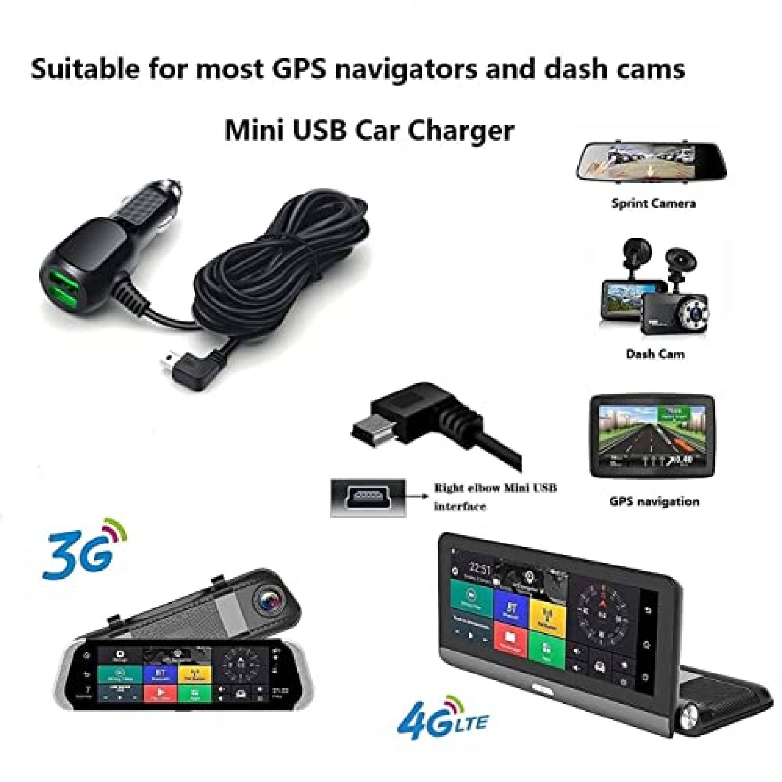Cable ATYFUER Mini Cargador USB Para Coche 12V-24V -Negro
