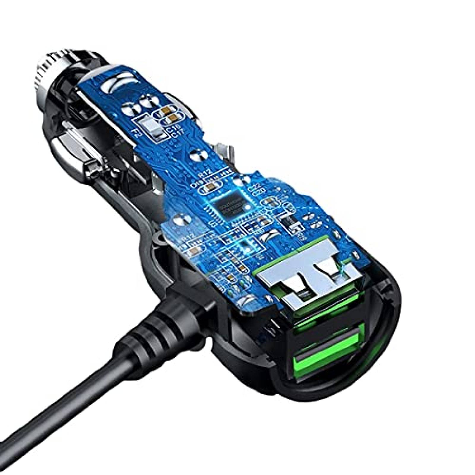Cable ATYFUER Mini Cargador USB Para Coche 12V-24V -Negro