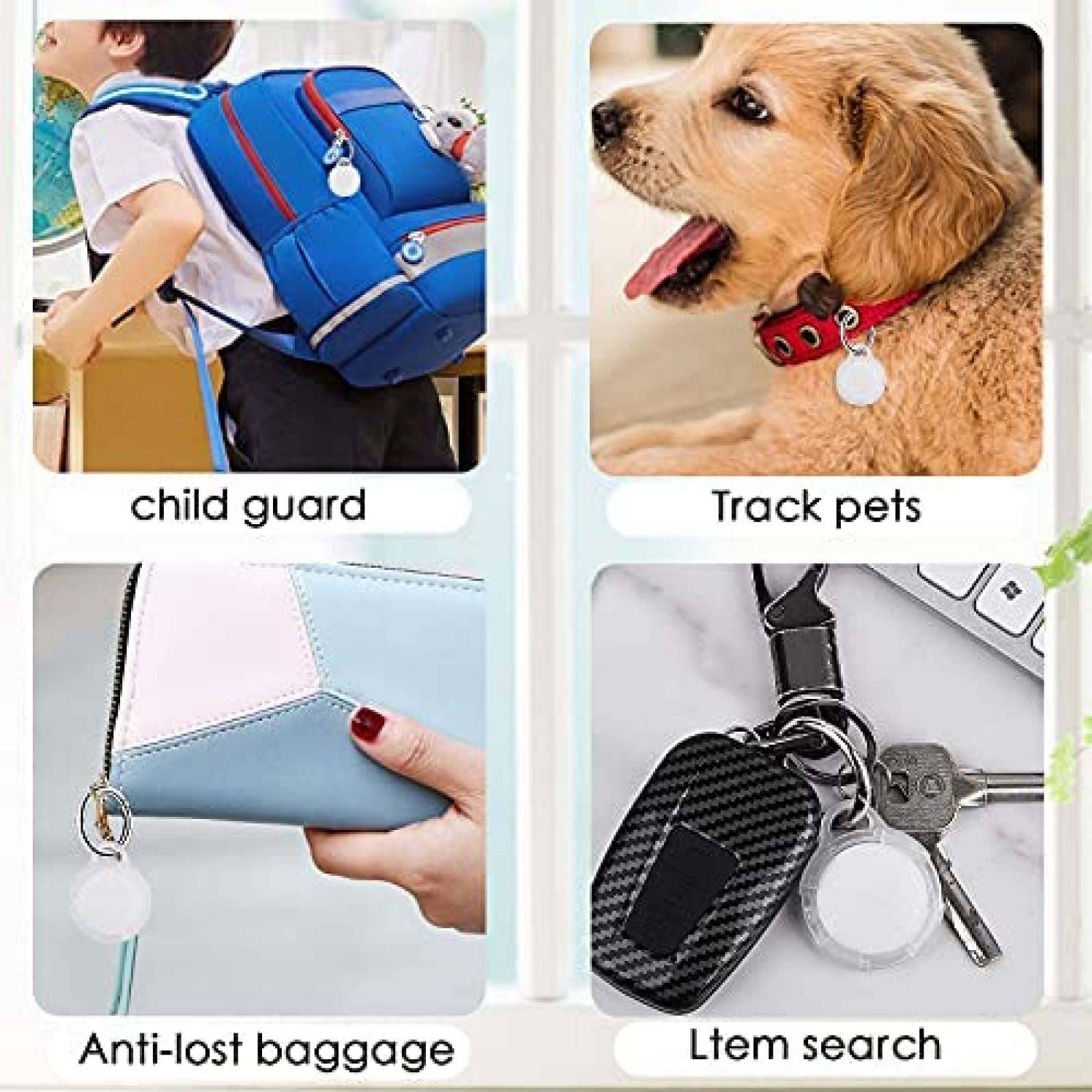 Fundas MOFREE 4pzas con Llavero para AirTag -Transparente