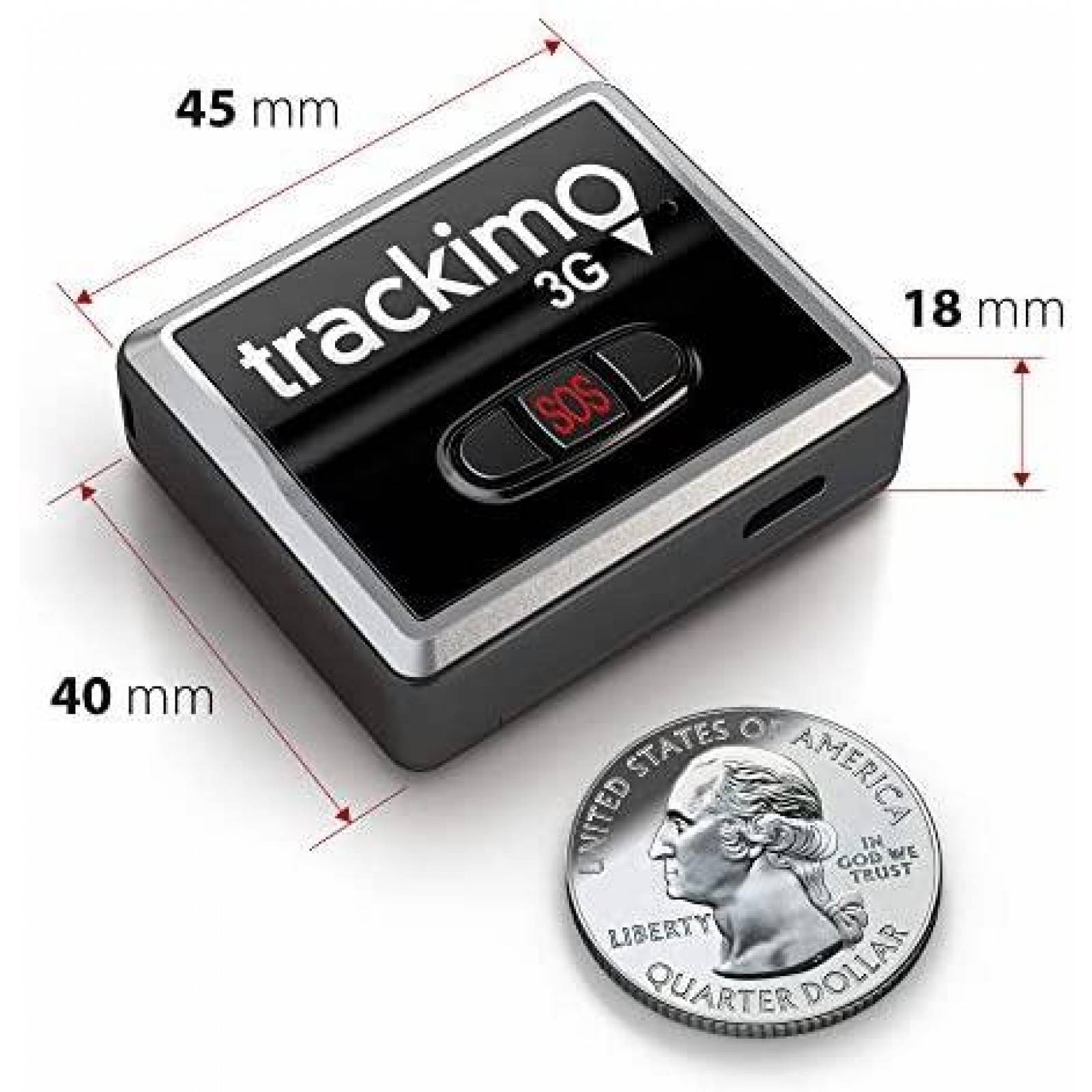 Rastreador Trackimo 3G 2021 Mini Full USA CA mundial -Negro